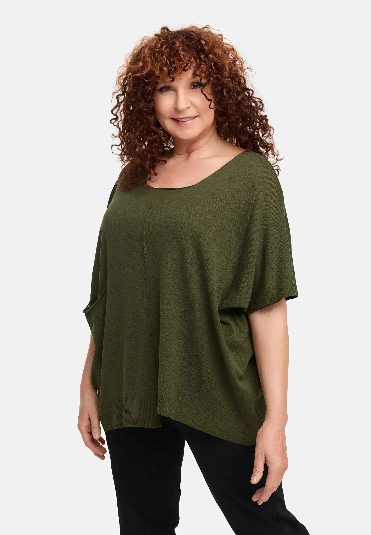  Amandine Pulli in kastiger Form, aus Viskose, A2802, Olive, Schick, Modern, Bequem, Schick