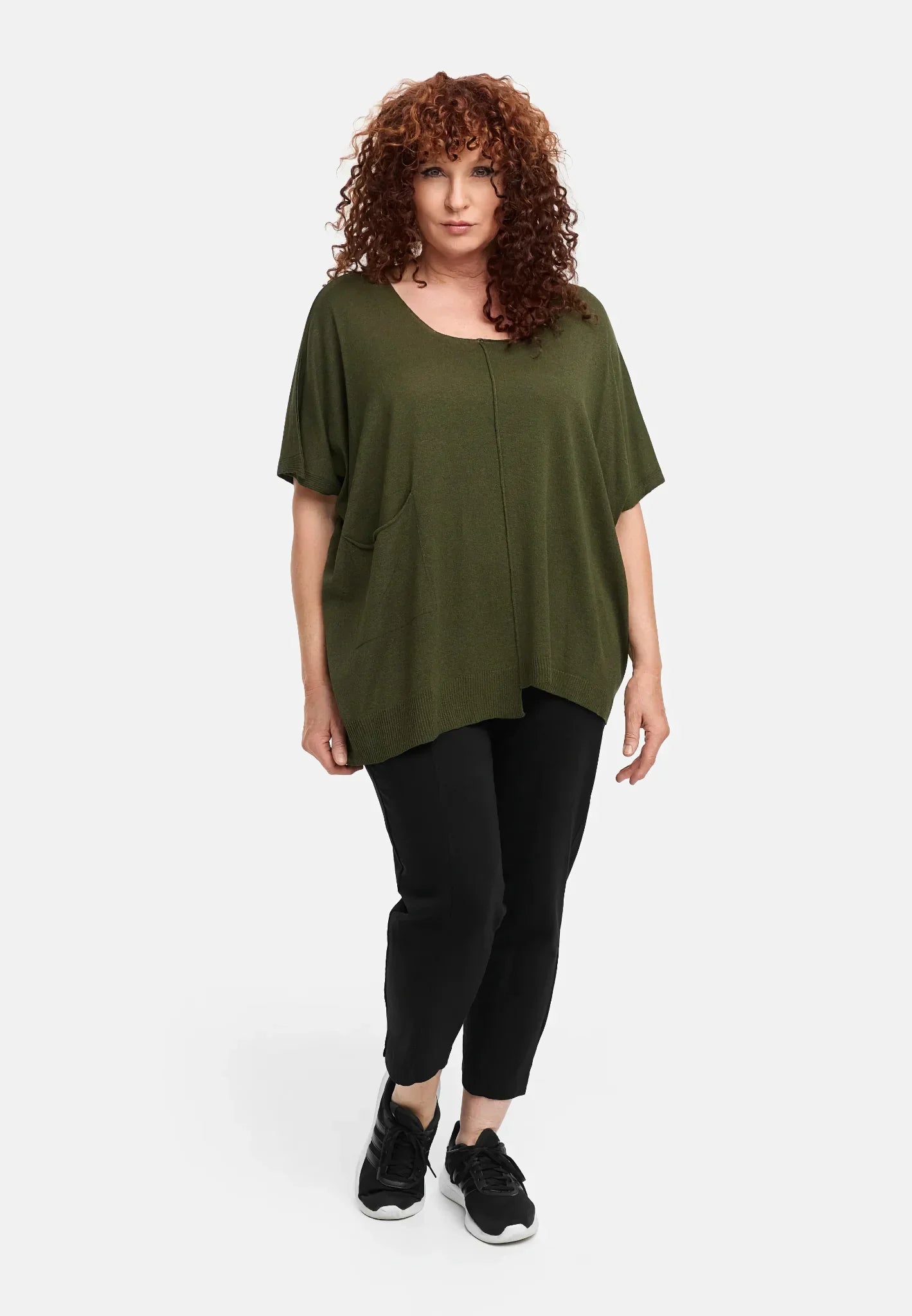  Amandine Pulli in kastiger Form, aus Viskose, A2802, Olive, Schick, Modern, Bequem, Schick