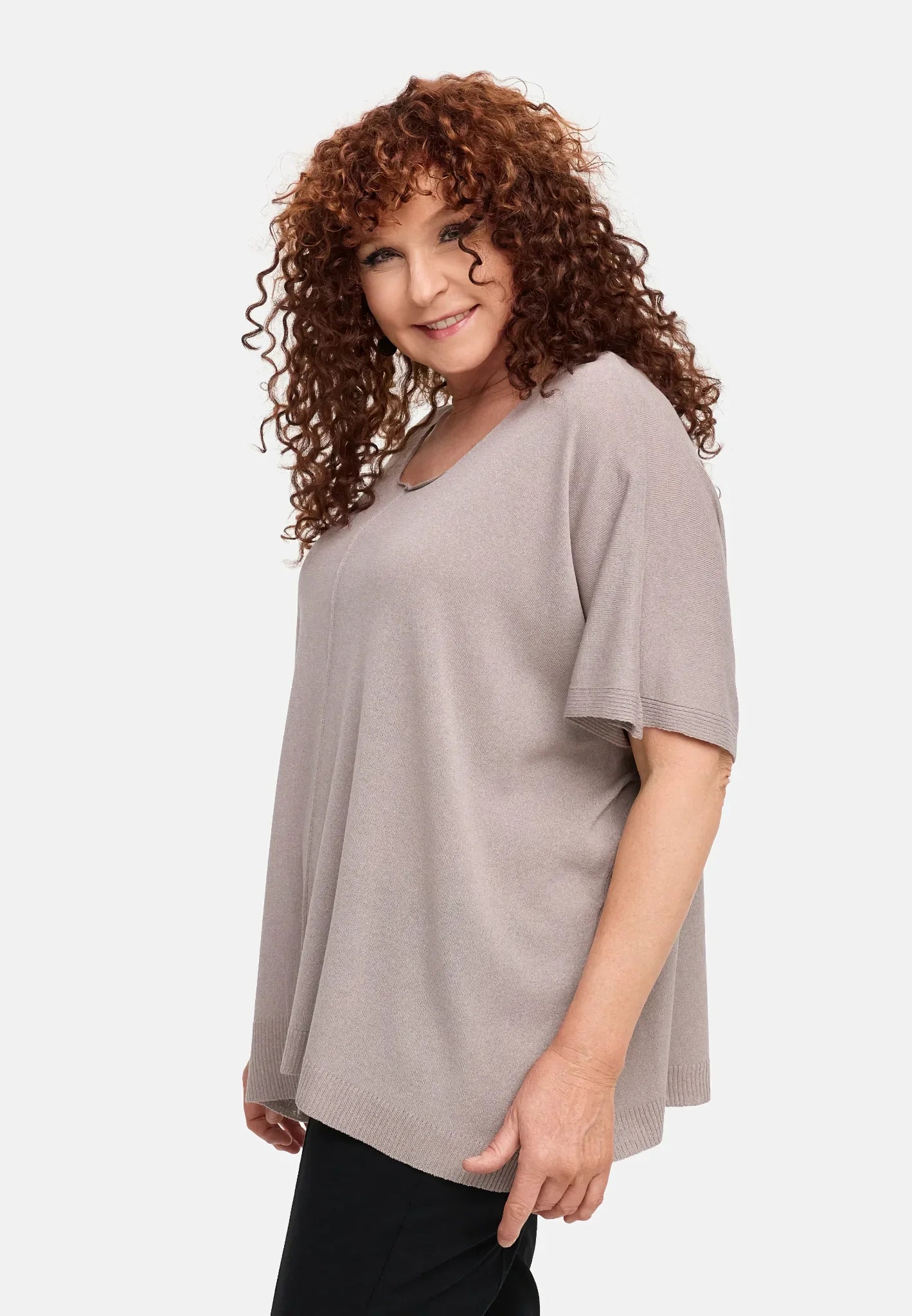  Amandine Pulli in kastiger Form, aus Viskose, A2802, Sand, Schick, Modern, Bequem, Schick