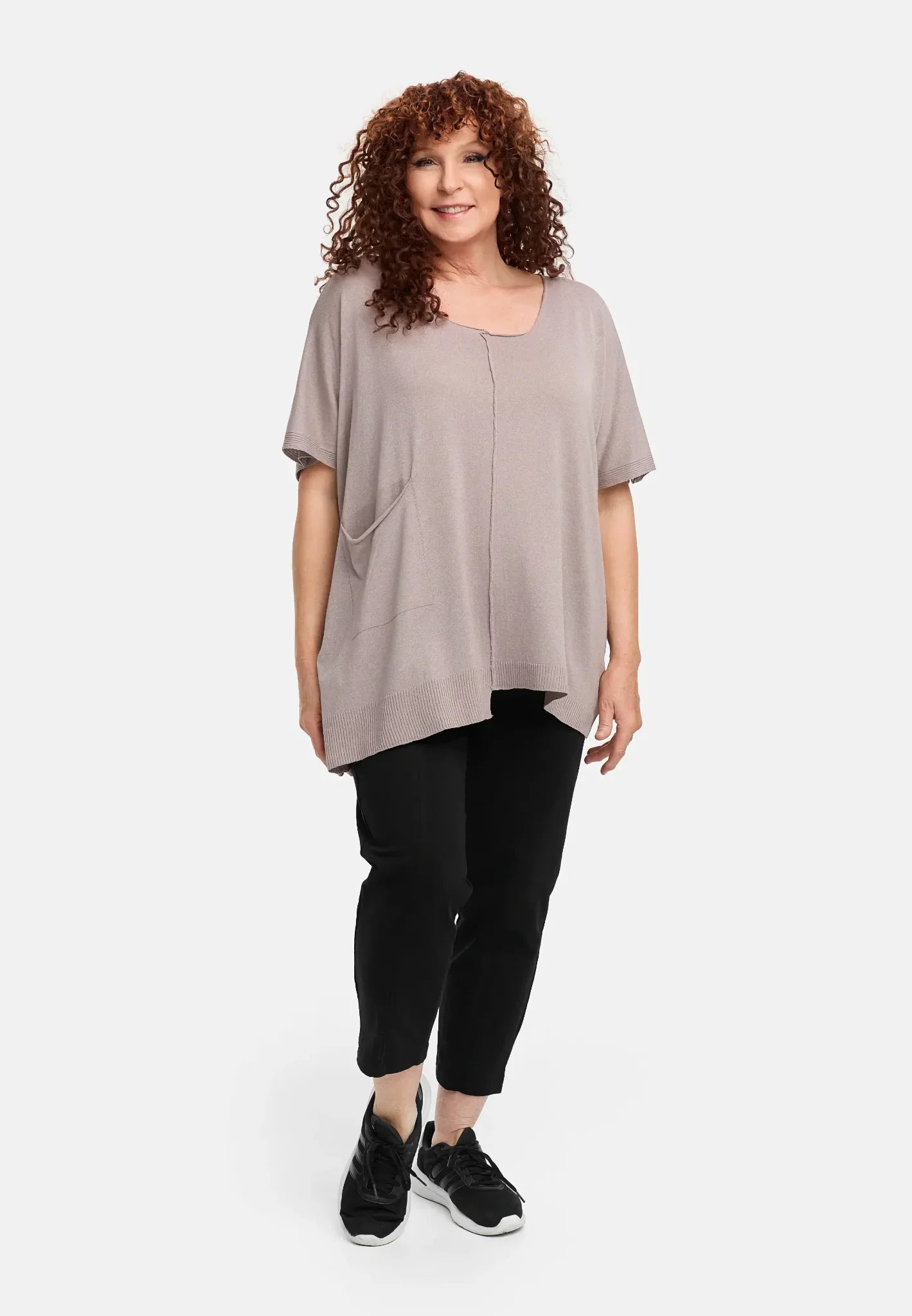  Amandine Pulli in kastiger Form, aus Viskose, A2802, Sand, Schick, Modern, Bequem, Schick