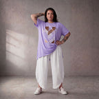 Damen Shirt Lagenlook Baumwolle Flieder, A-Linie, Kurzarm, Oversize große Größen – Funky Diva