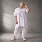 Damen Shirt Lagenlook Baumwolle Weiß, A-Form, Kurzarm, Seitenschlitze, Oversize große Größen – Funky Diva