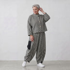 Bengaline Jacke in Schwarz und Weiß mit Stehkragen kastiger Passform und Knopfverschluss