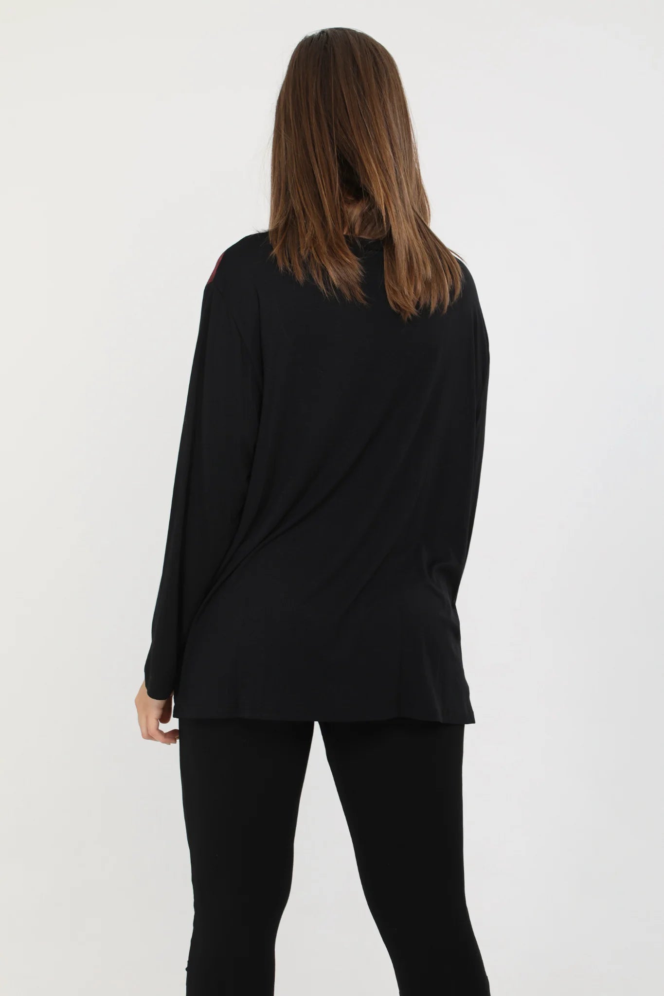  Pomme Rouge Shirt in gerader Form, aus Viskose, C6176, Schwarz-Multi, Grafik, Schick