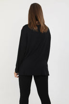  Pomme Rouge Shirt in gerader Form, aus Viskose, C6176, Schwarz-Multi, Grafik, Schick