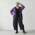 Ausgefallene Lagenlook Jacke aus feiner Baumwolle in gerader Oversize Form, luftig, leicht, Violett/Schwarz