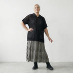 Luftiges Oversize Shirt aus leichter Baumwolle im ausgefallenen Lagenlook mit Kapuze, Schwarz
