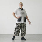 Leichtes Oversize Shirt im exklusiven Lagenlook aus feiner Baumwolle mit Lochstruktur, Weiß/Schwarz