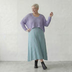 Stilvoller Lagenlook Überwurf aus feiner Baumwolle in kastiger Oversize-Form mit Loch Struktur, Flieder