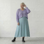 Stilvoller Lagenlook Überwurf aus feiner Baumwolle in kastiger Oversize-Form mit Loch Struktur, Flieder