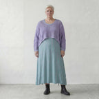 Stilvoller Lagenlook Überwurf aus feiner Baumwolle in kastiger Oversize-Form mit Loch Struktur, Flieder