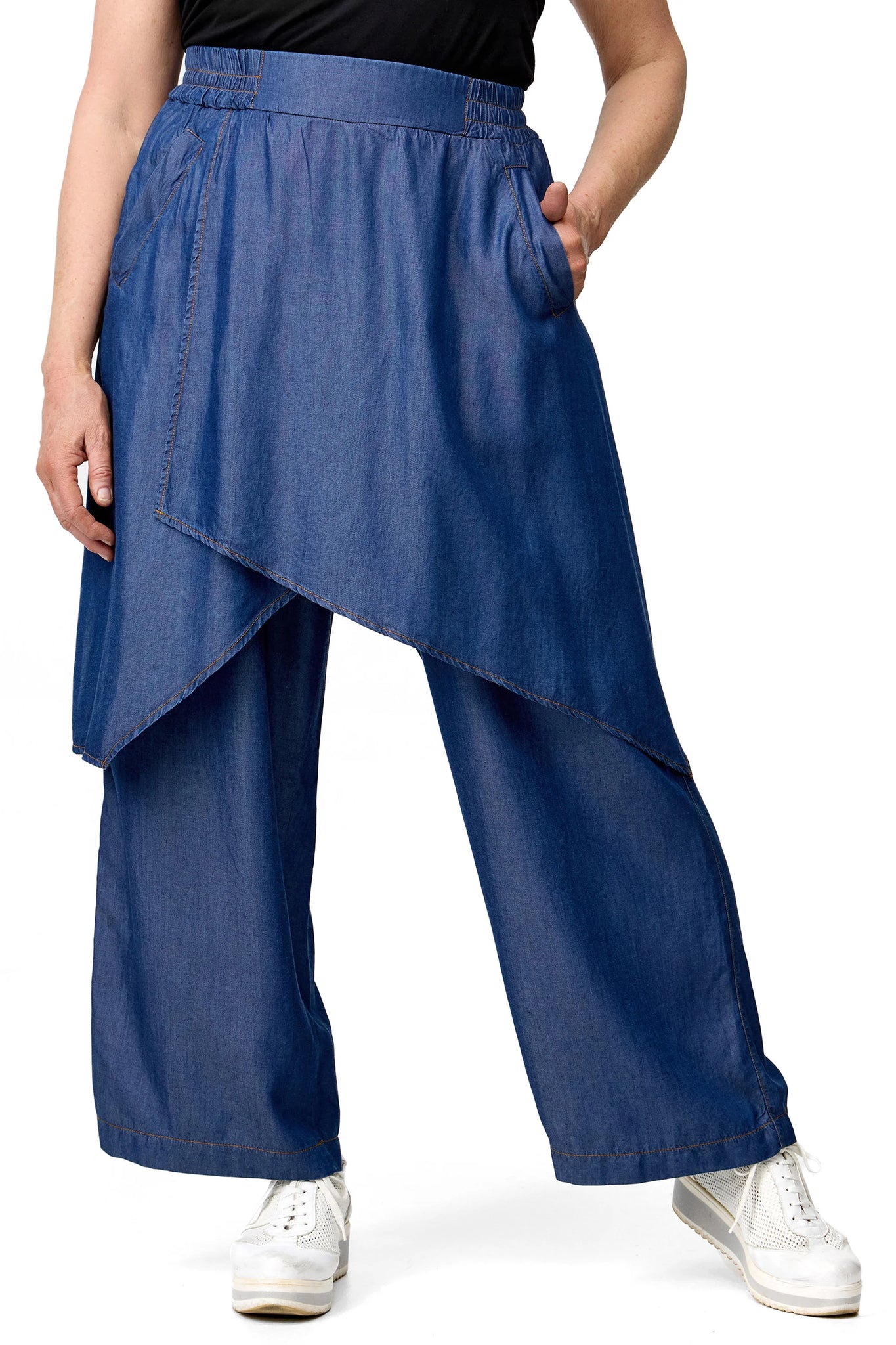 Hose von Do Your Best aus Tencel in gerader Form, D62201, Jeansblau, Ausgefallen, Modern