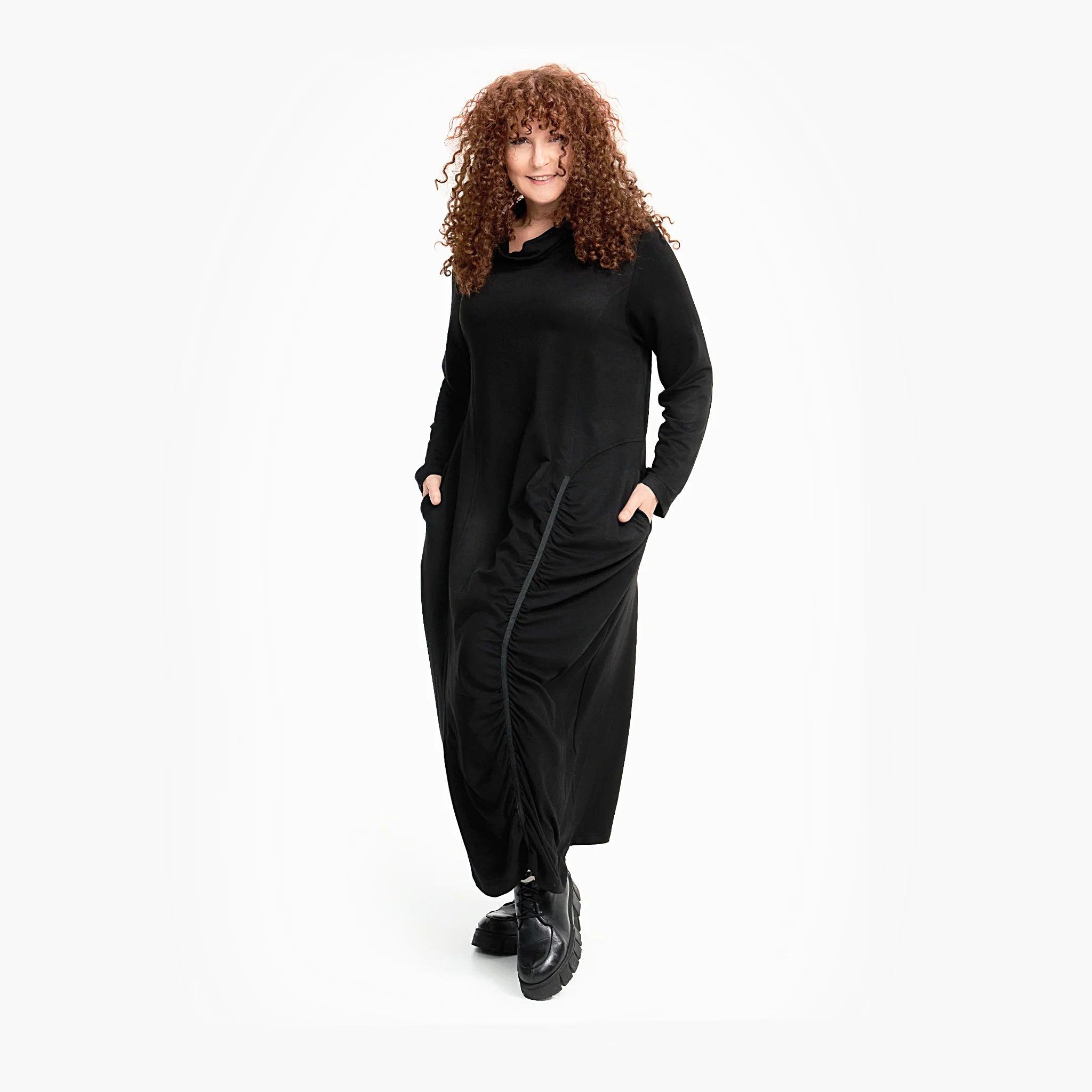  Do Your Best Kleid in gerader Form, aus Viskose, D707, Schwarz, Schick, Modern, Bequem