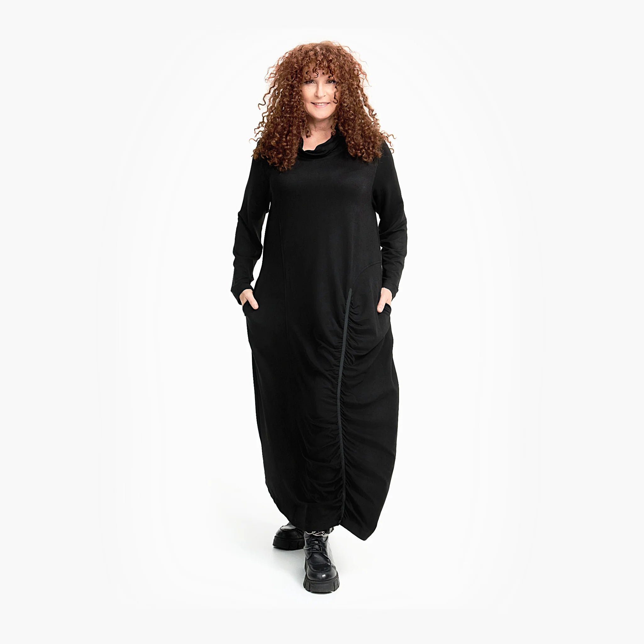 Do Your Best Kleid in gerader Form, aus Viskose, D707, Schwarz, Schick, Modern, Bequem