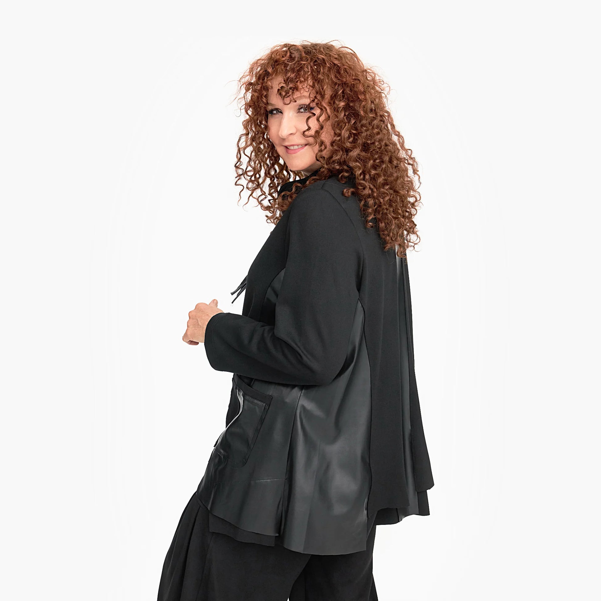  A-Form Jacke mit breitem Schalkragen und Reißverschluss, perfekt für trendige Lagenlooks