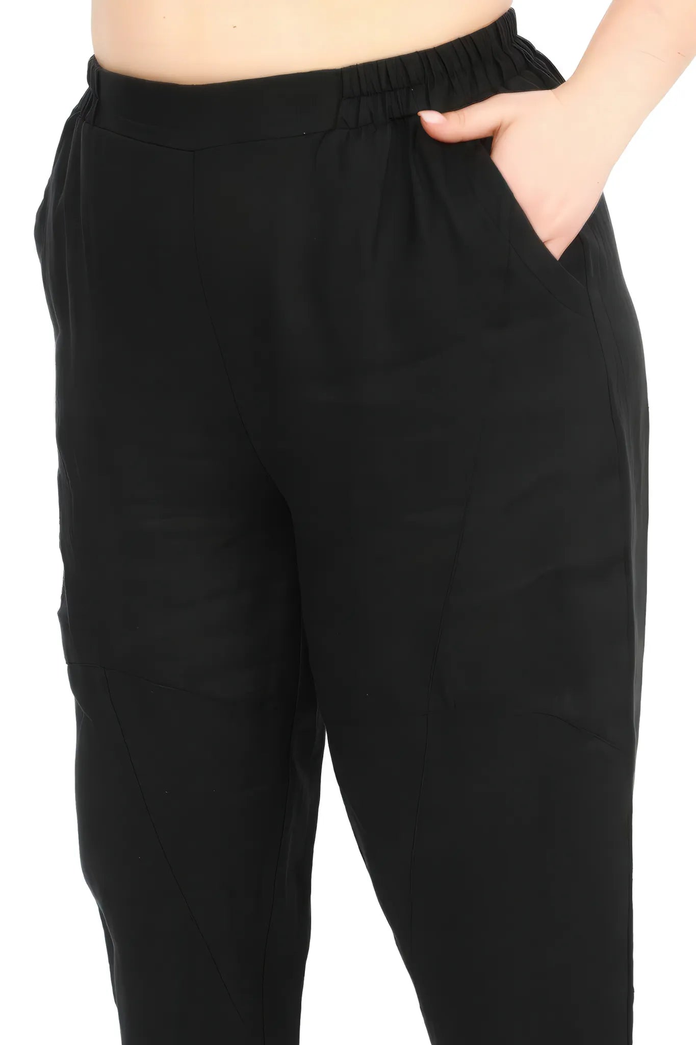  Karottenform Hose von Divas Planet aus Leinen, DP4382, Schwarz, Ausgefallen, Zeitlos