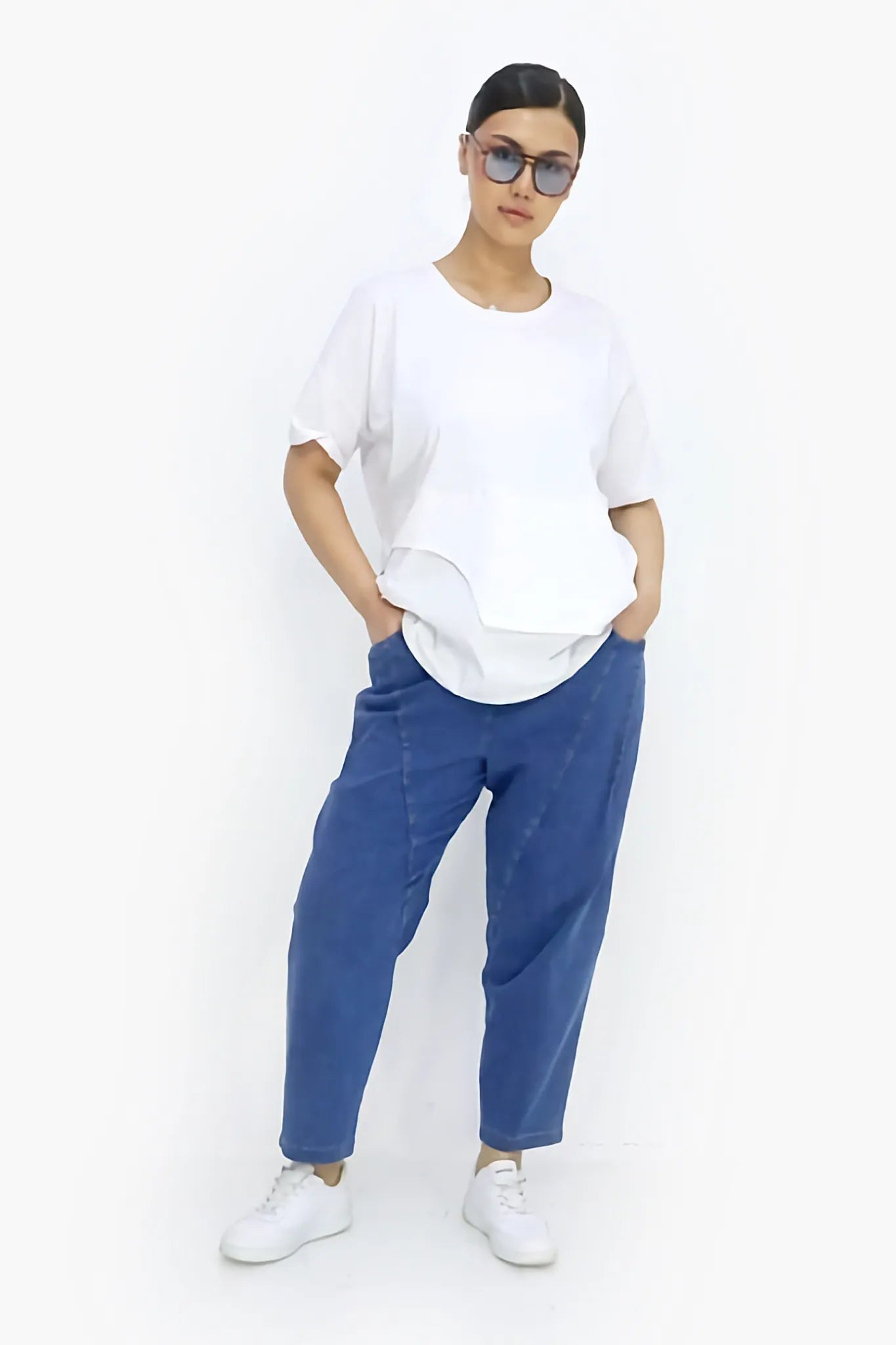  Karottenform Hose von Divas Planet aus Baumwolle, DP4511, Jeansblau, Ausgefallen, Zeitlos