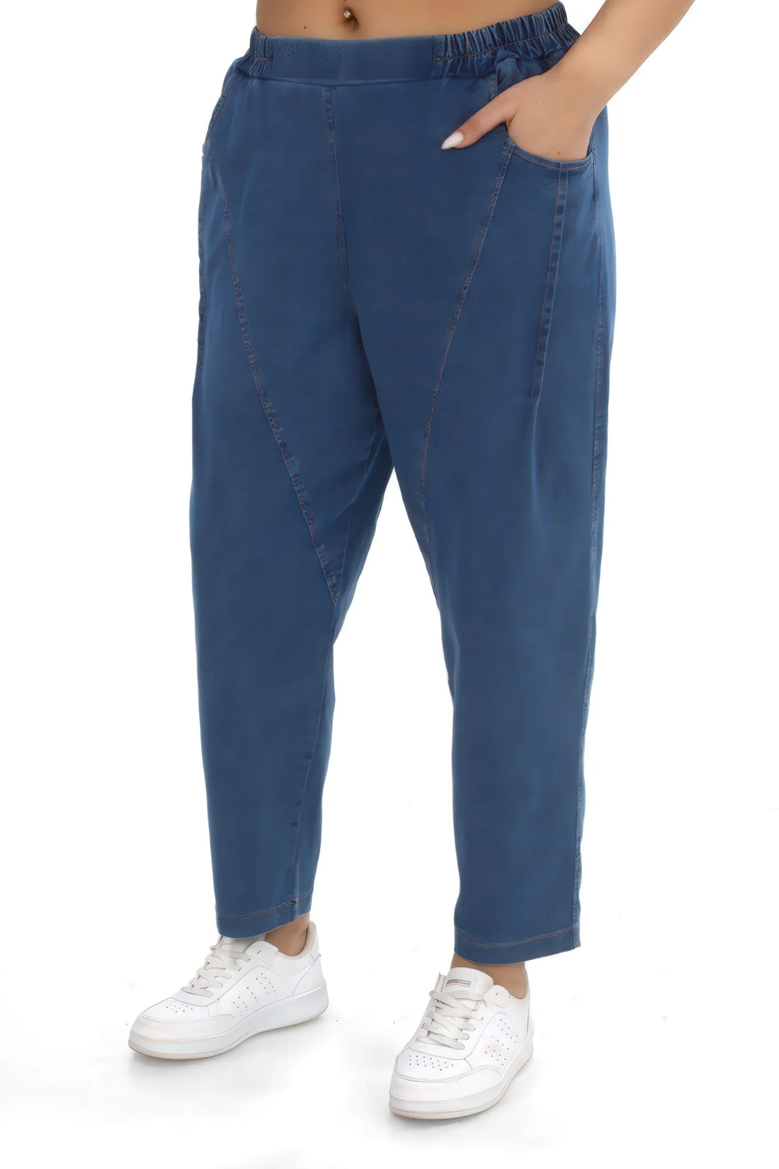  Karottenform Hose von Divas Planet aus Baumwolle, DP4511, Jeansblau, Ausgefallen, Zeitlos