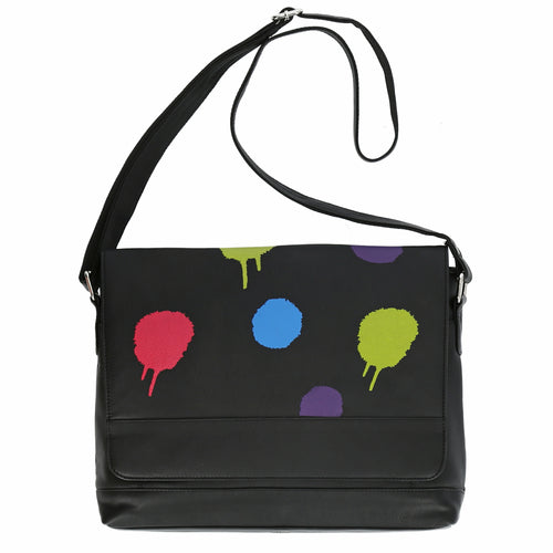  AKH Fashion Tasche in gerader Form, aus Leder, 1180.DJ001, Schwarz-Punkte, Punkte, Schick