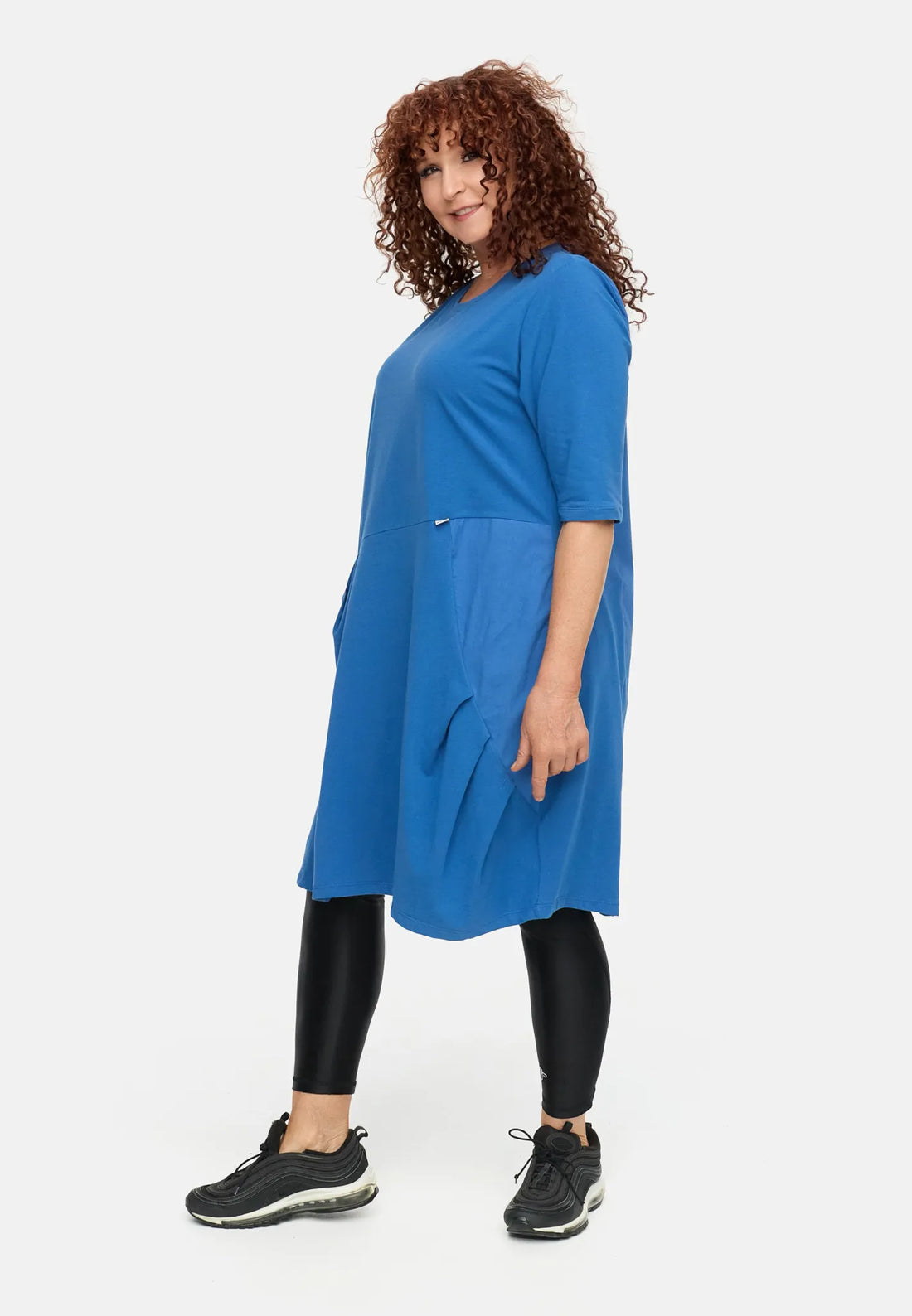  Ballonkleid von Do Your Best aus Viskose, D933, Blau, Ausgefallen, Zeitlos, Schick