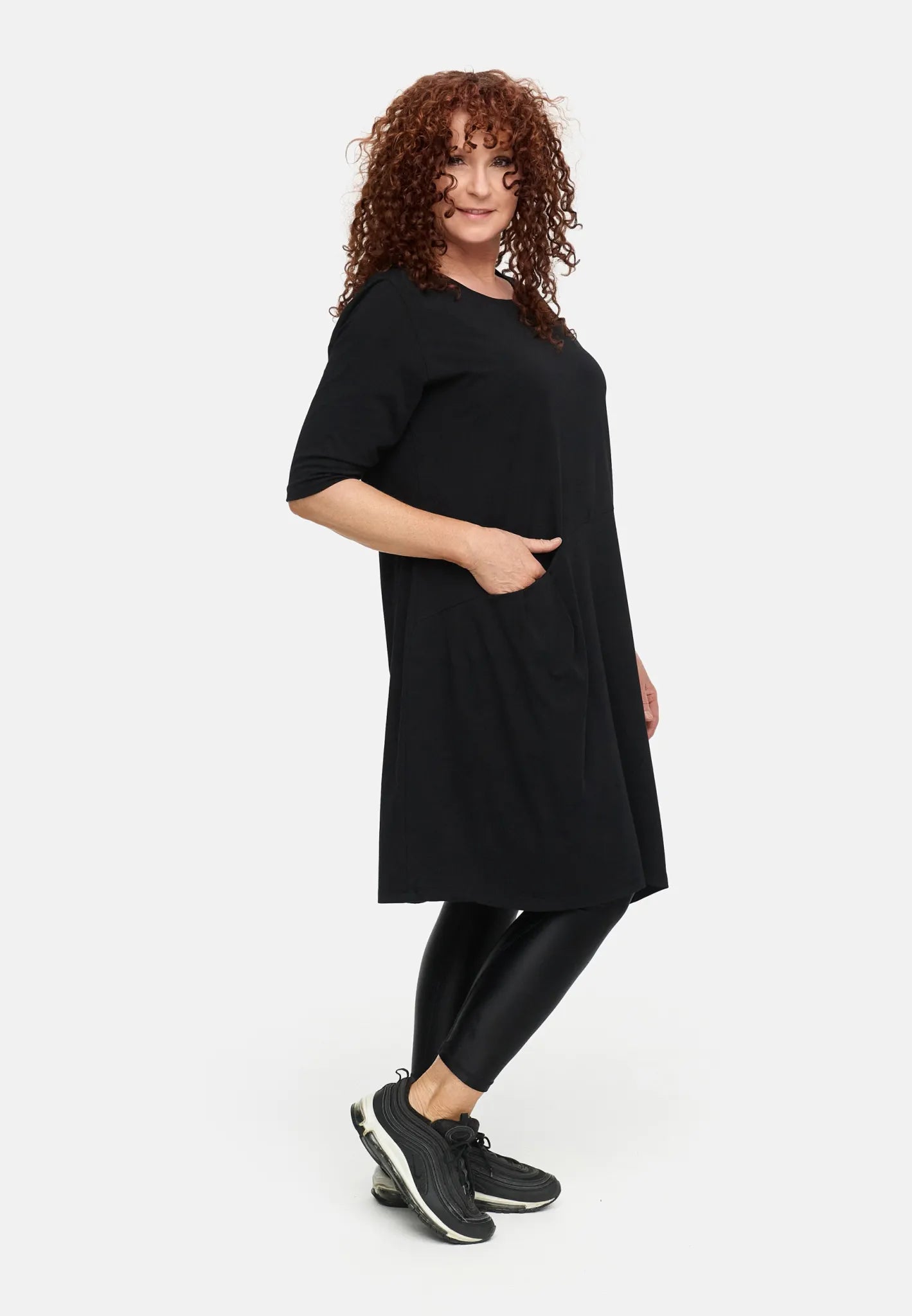  Ballonkleid von Do Your Best aus Viskose, D933, Schwarz, Ausgefallen, Zeitlos, Schick