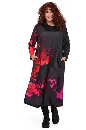  Bequemes A-Form Kleid mit Wasserfallkragen und Taschen – ideal für Curvy Mode im Herbst/Winter