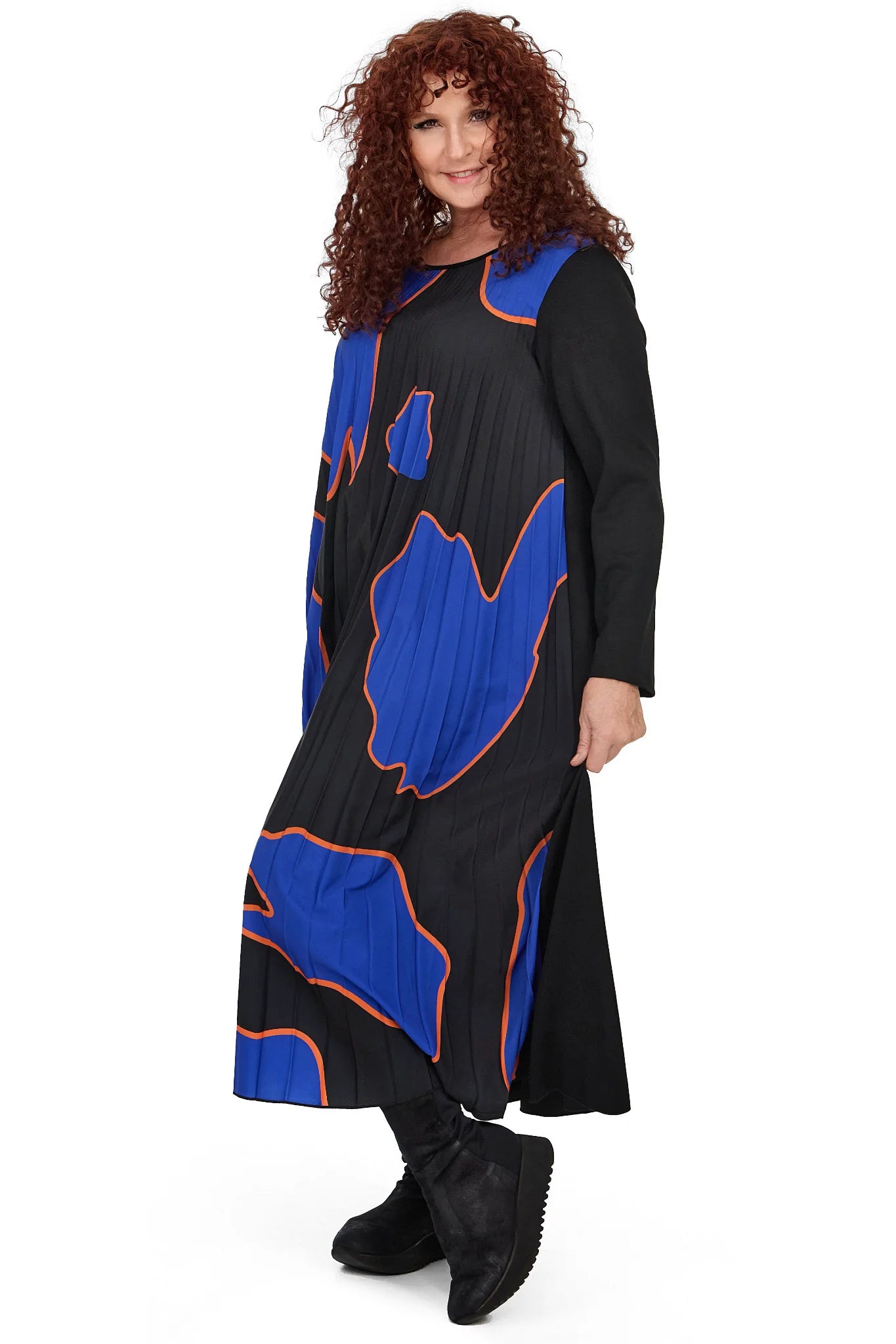  A-Form Kleid von Frenzi aus Viskose, F1022, Schwarz, Schick, Modern, Bequem