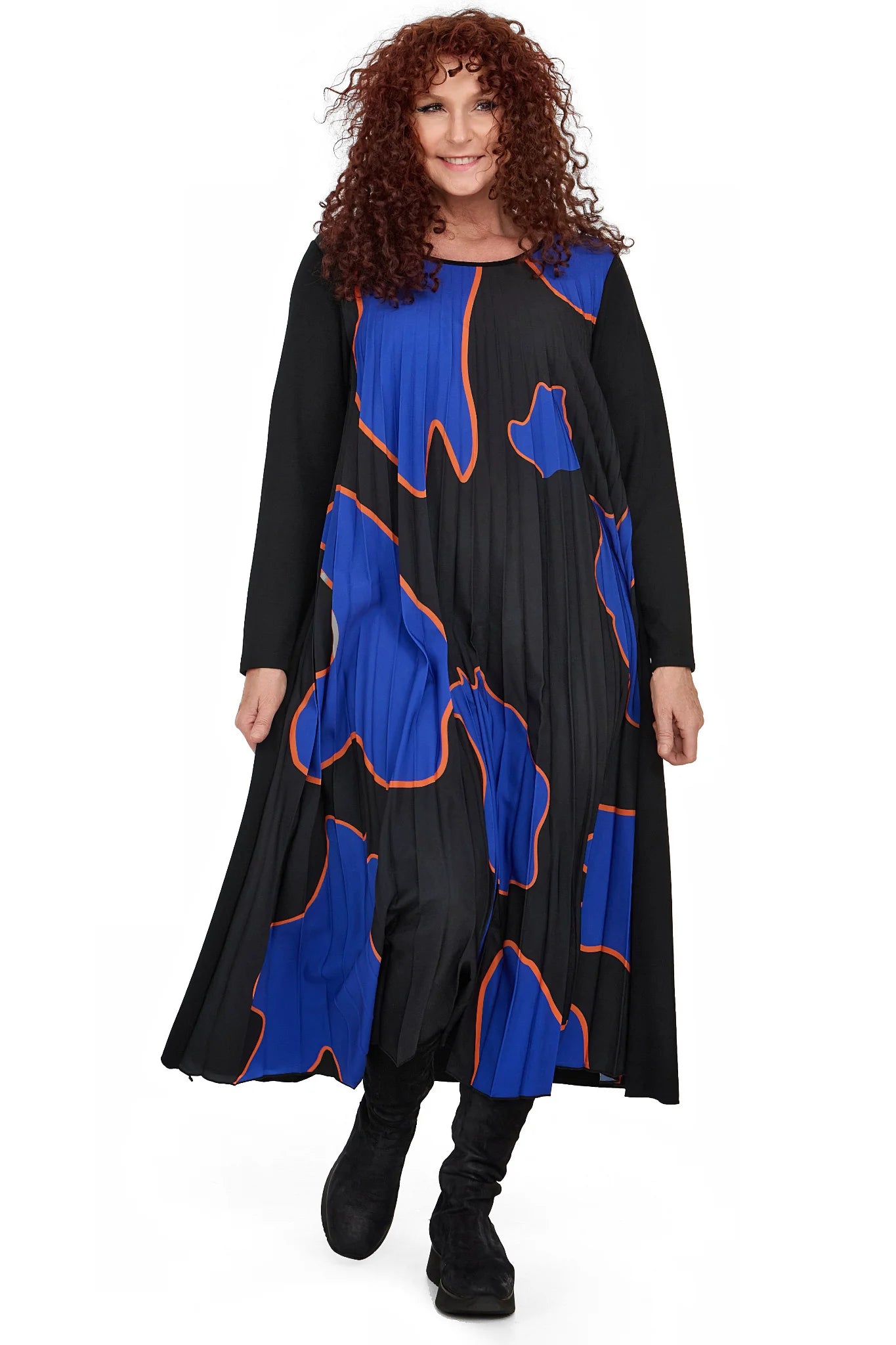  A-Form Kleid von Frenzi aus Viskose, F1022, Schwarz, Schick, Modern, Bequem