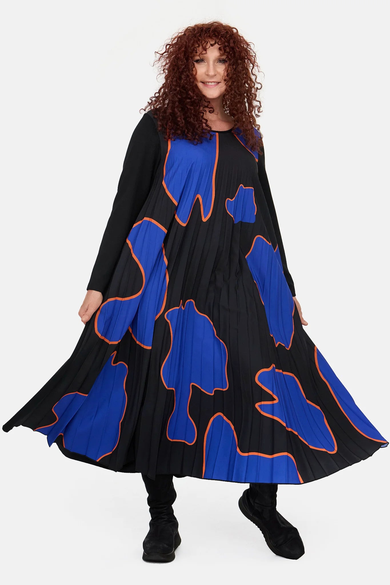  A-Form Kleid von Frenzi aus Viskose, F1022, Schwarz, Schick, Modern, Bequem