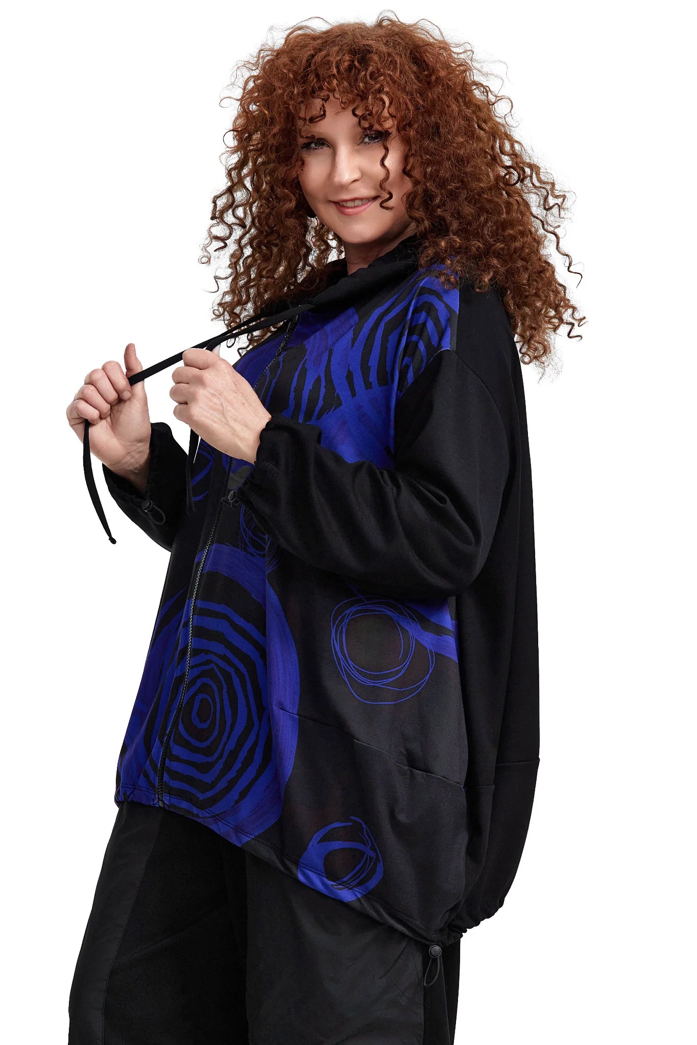  Ballonjacke von Frenzi aus Viskose, F6033, Schwarz, Schick, Modern, Bequem