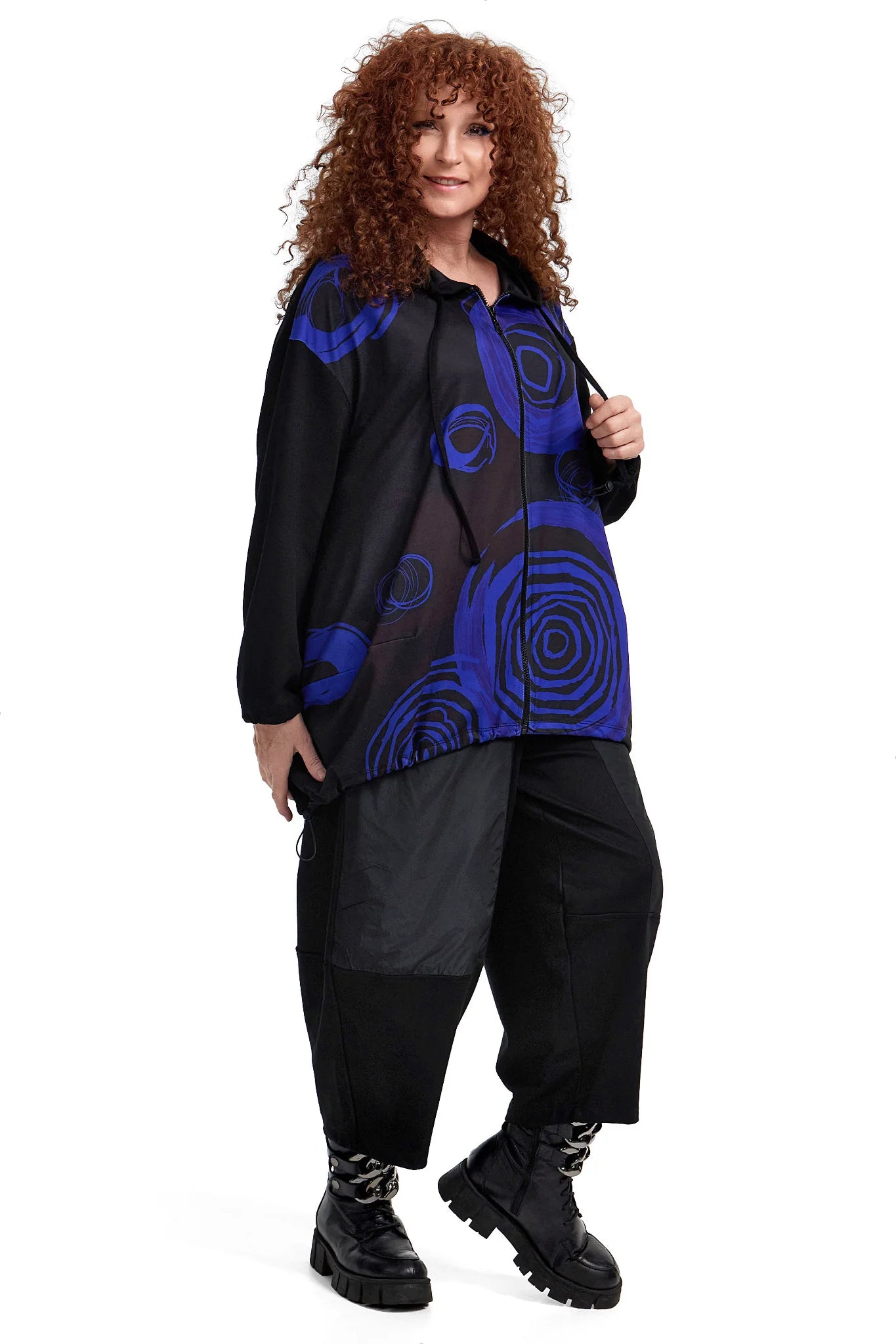  Ballonjacke von Frenzi aus Viskose, F6033, Schwarz, Schick, Modern, Bequem