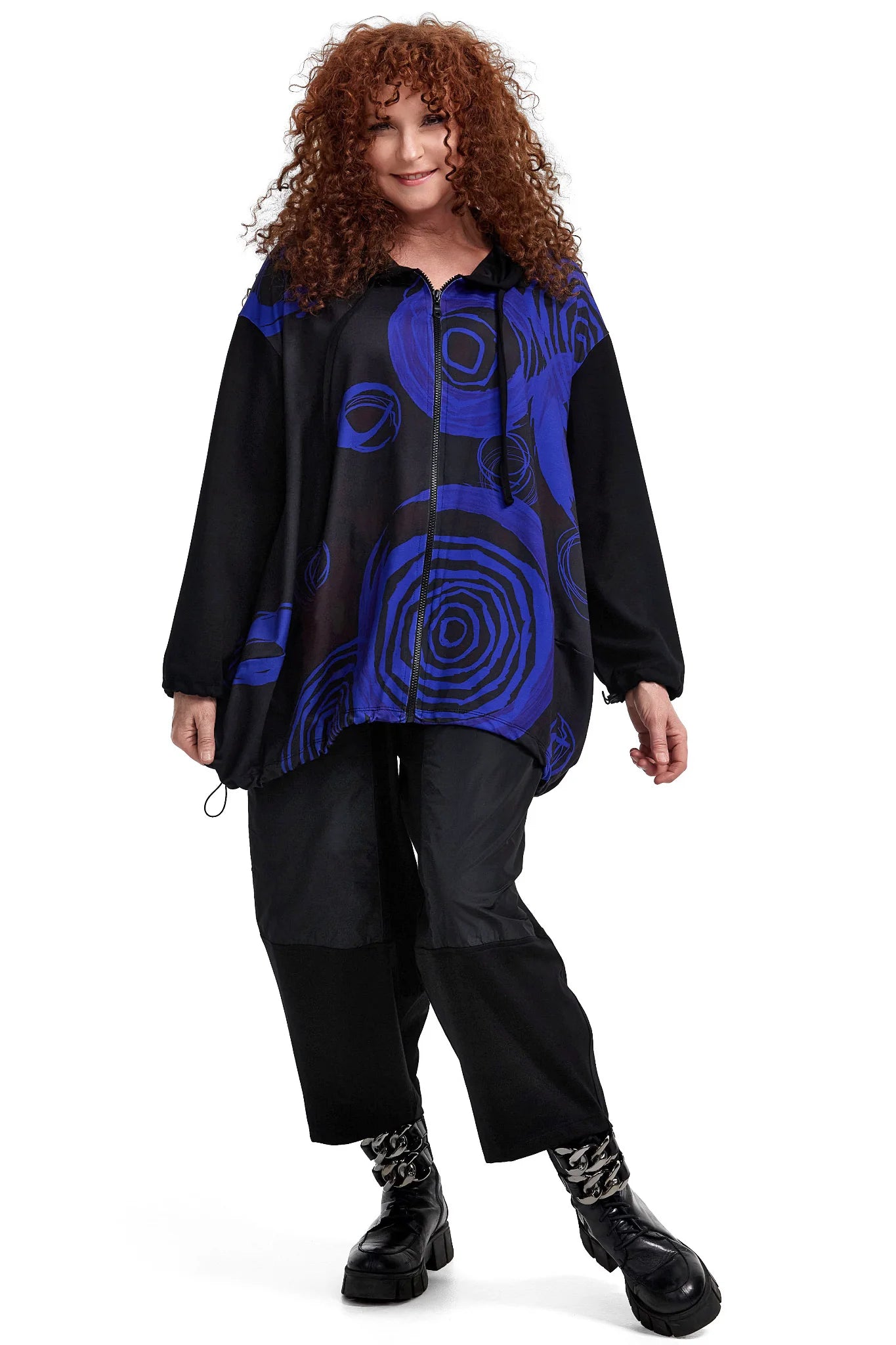  Ballonjacke von Frenzi aus Viskose, F6033, Schwarz, Schick, Modern, Bequem