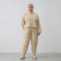 Luftige Oversize Jacke aus feiner Baumwoll Popeline im ausgefallenen Lagenlook mit Batikmuster, Vanille