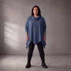 Damen Shirt Lagenlook Baumwolle Jeansblau, Rollkragen, Oversize große Größen – Funky Diva