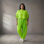 Damen Hose Lagenlook Neongrün, femininer Schnitt, Oversize große Größen – Funky Diva