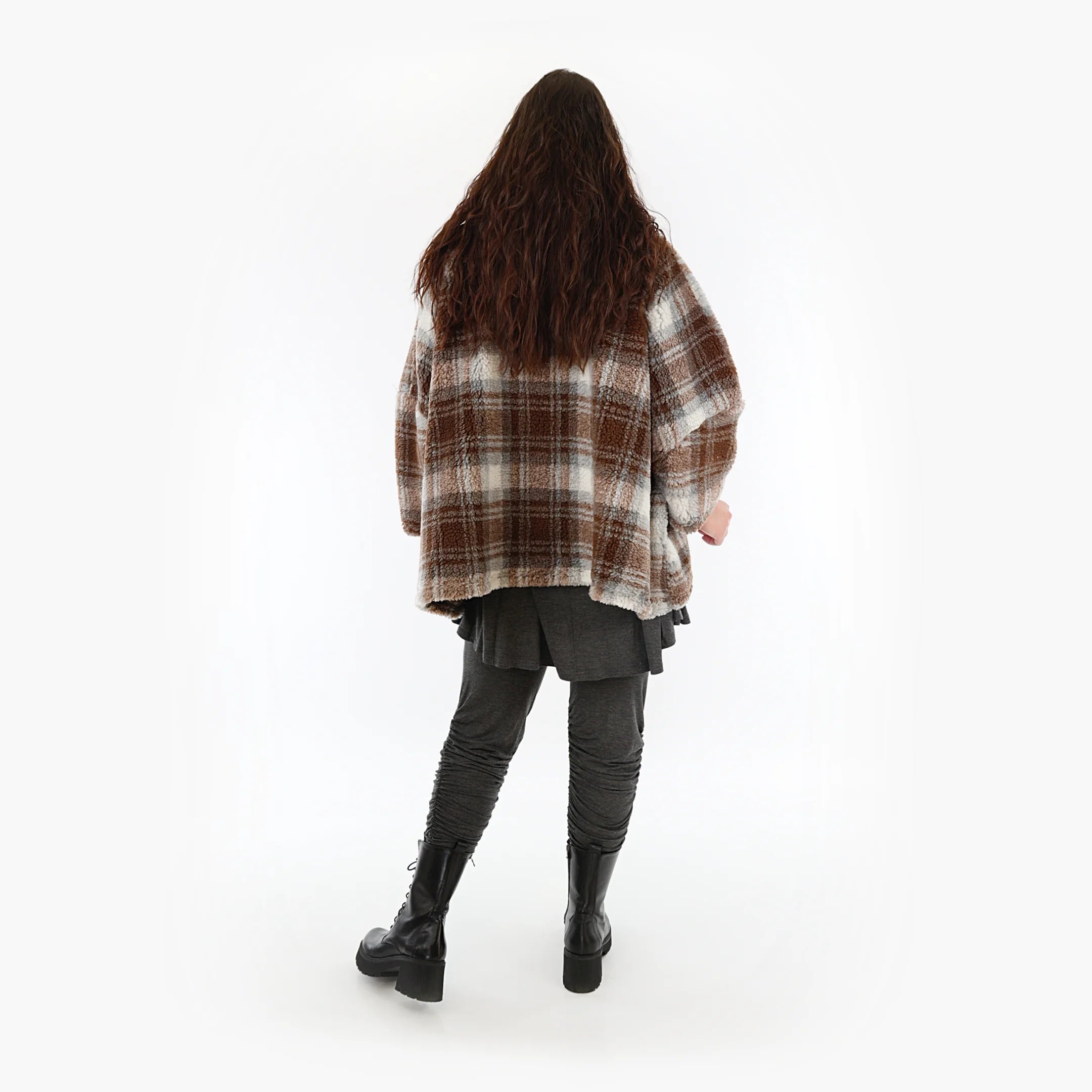  AKH Fashion Bigshirt in kastiger Form, aus Materialmix, 1358.03019, Braun-Weiß, Schick