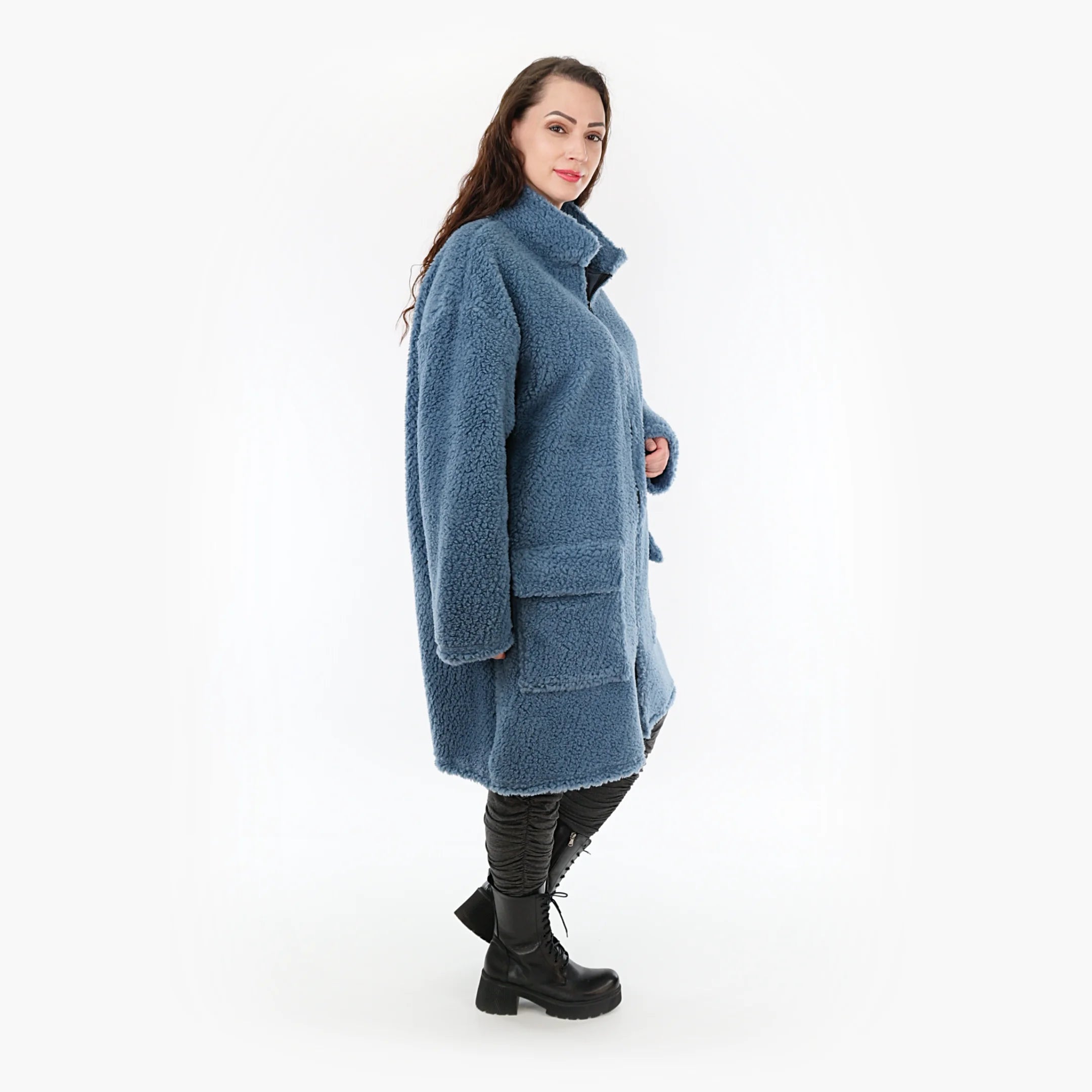 AKH Fashion Jacke in gerader Form, aus Materialmix, 1360.06656, Blau, Schick, Modern
