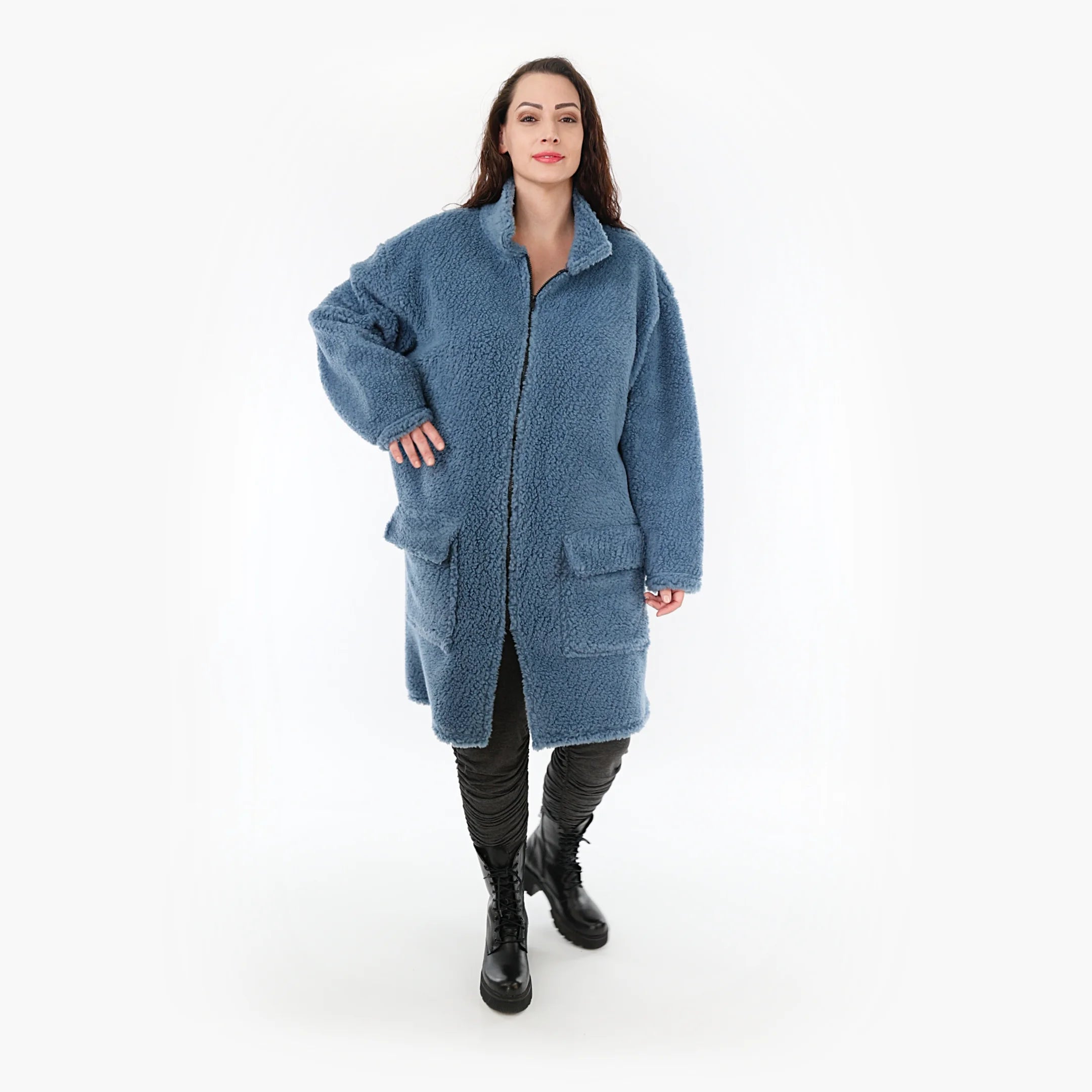  AKH Fashion Jacke in gerader Form, aus Materialmix, 1360.06656, Blau, Schick, Modern