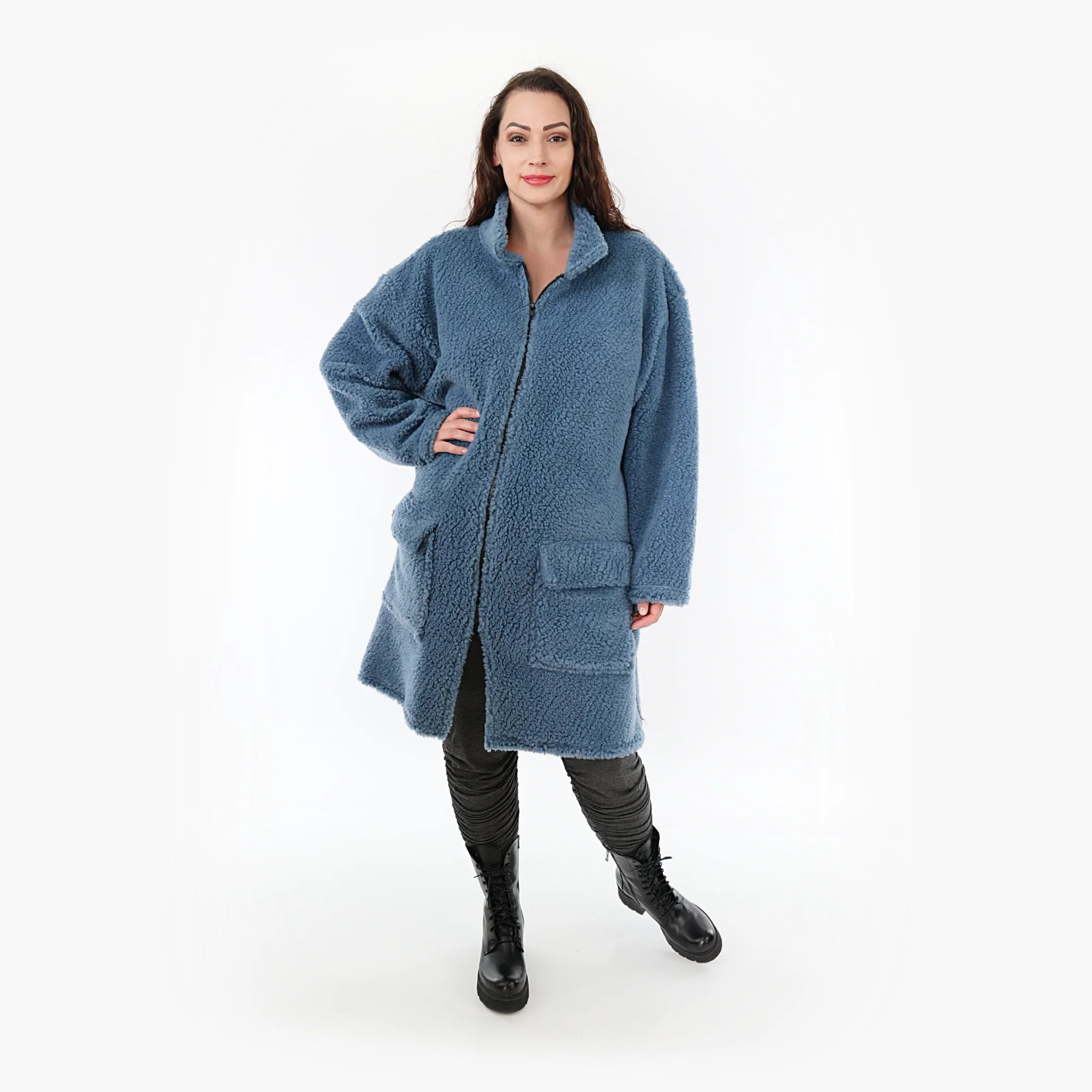  AKH Fashion Jacke in gerader Form, aus Materialmix, 1360.06656, Blau, Schick, Modern