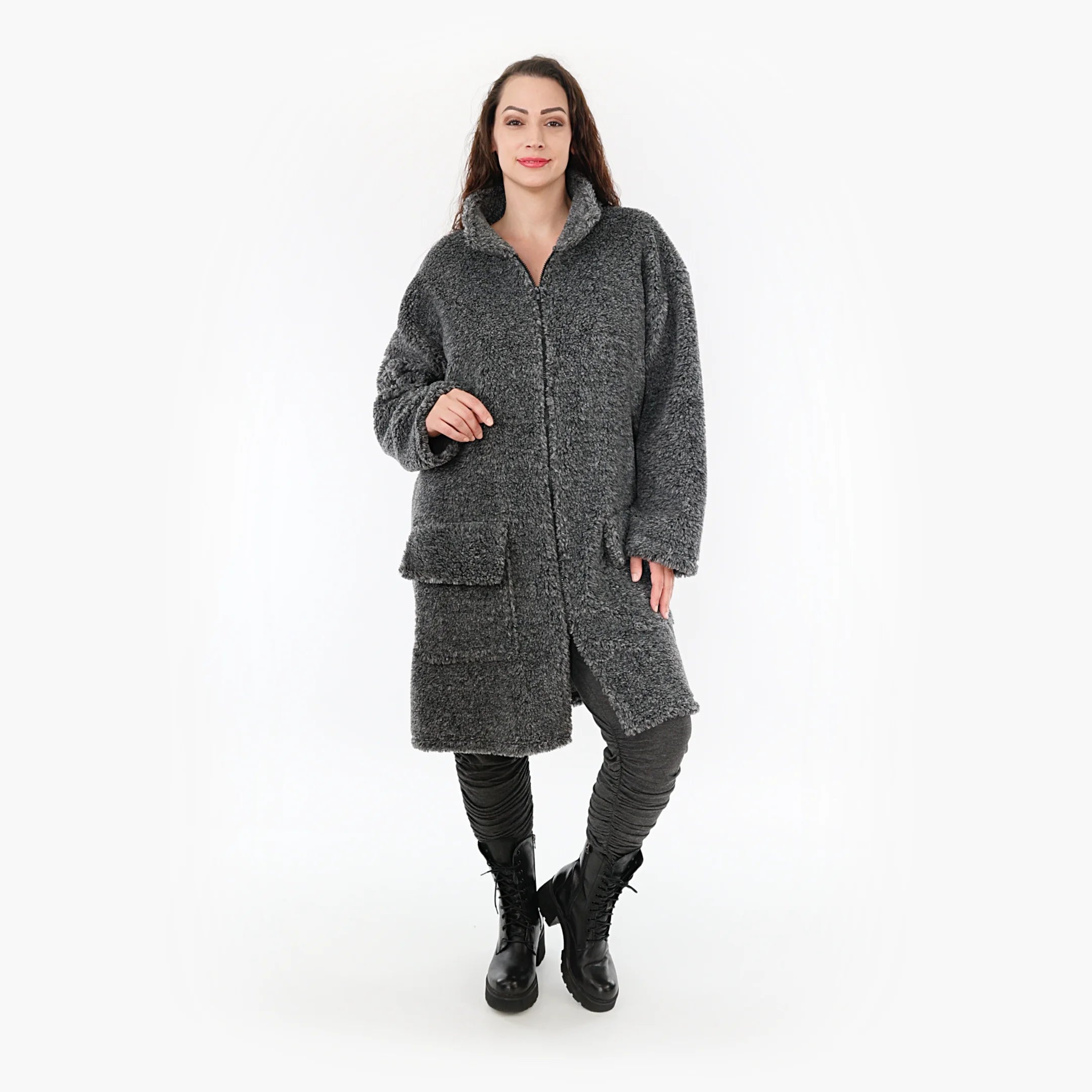  AKH Fashion Jacke in gerader Form, aus Materialmix, 1360.06656, Dunkelgrau, Schick