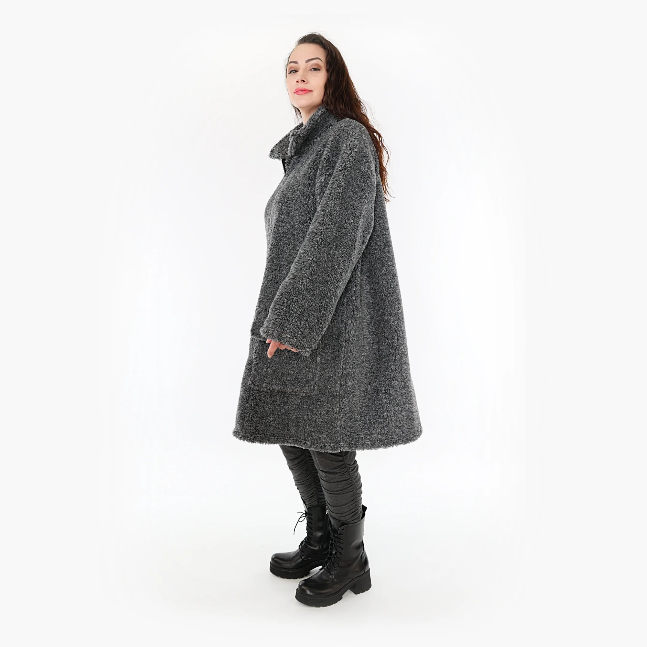  AKH Fashion Jacke in gerader Form, aus Materialmix, 1360.06656, Dunkelgrau, Schick