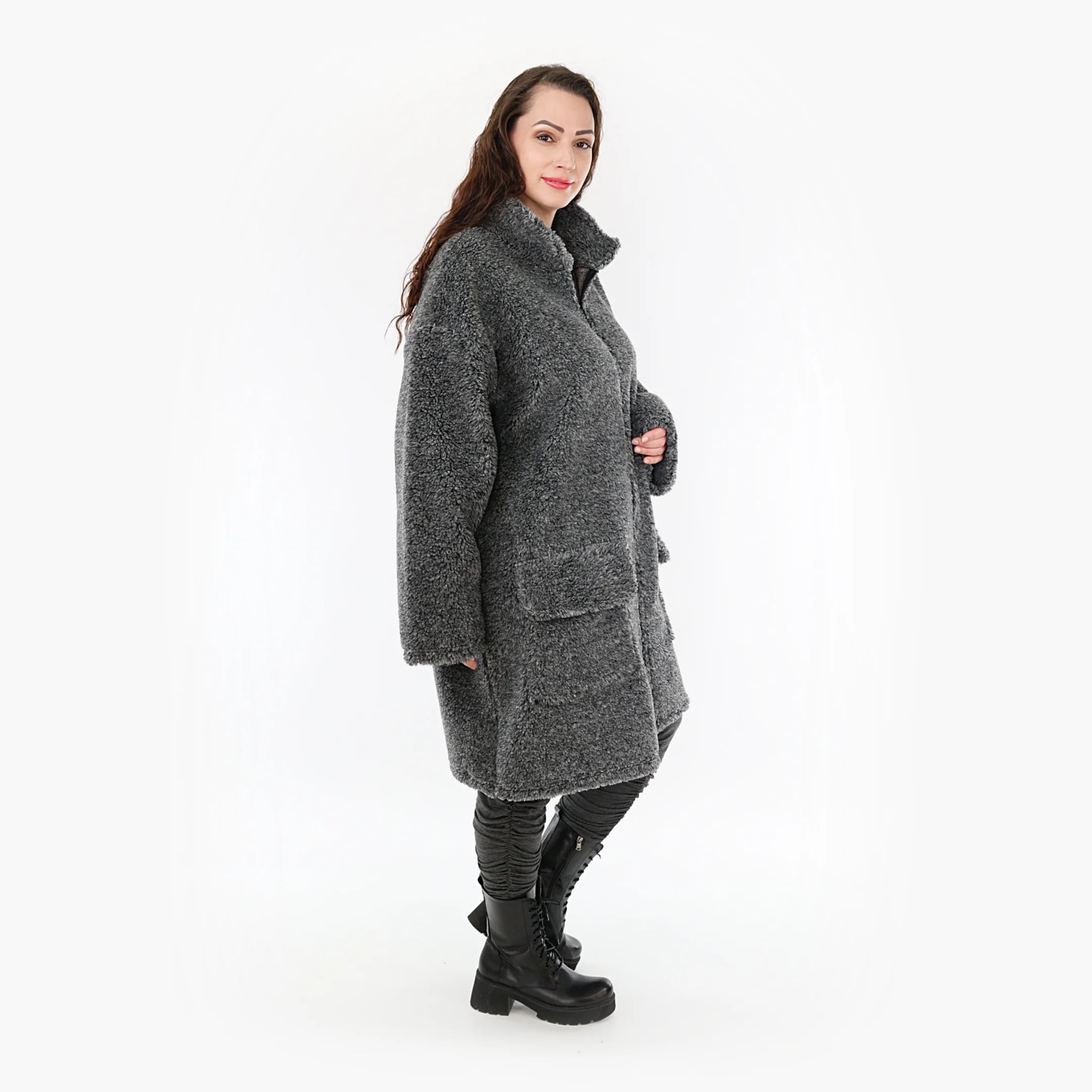  AKH Fashion Jacke in gerader Form, aus Materialmix, 1360.06656, Dunkelgrau, Schick