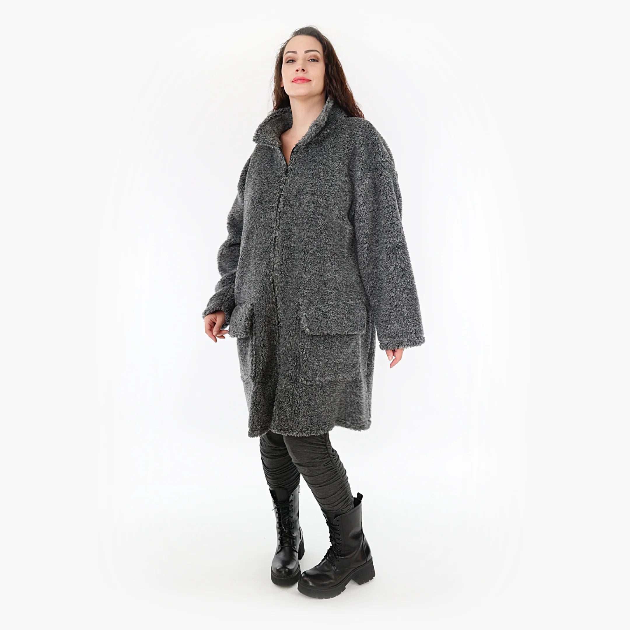  AKH Fashion Jacke in gerader Form, aus Materialmix, 1360.06656, Dunkelgrau, Schick