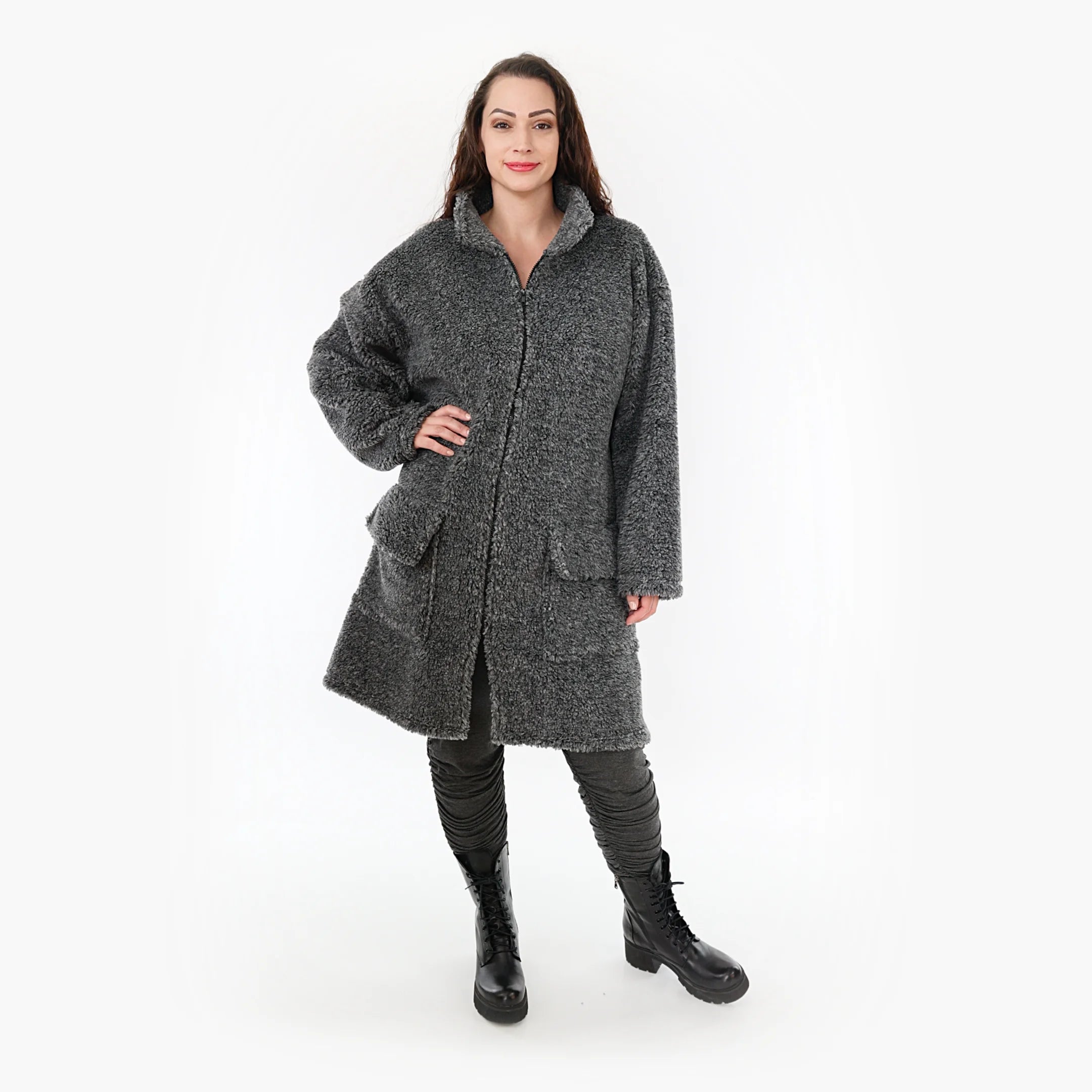  AKH Fashion Jacke in gerader Form, aus Materialmix, 1360.06656, Dunkelgrau, Schick