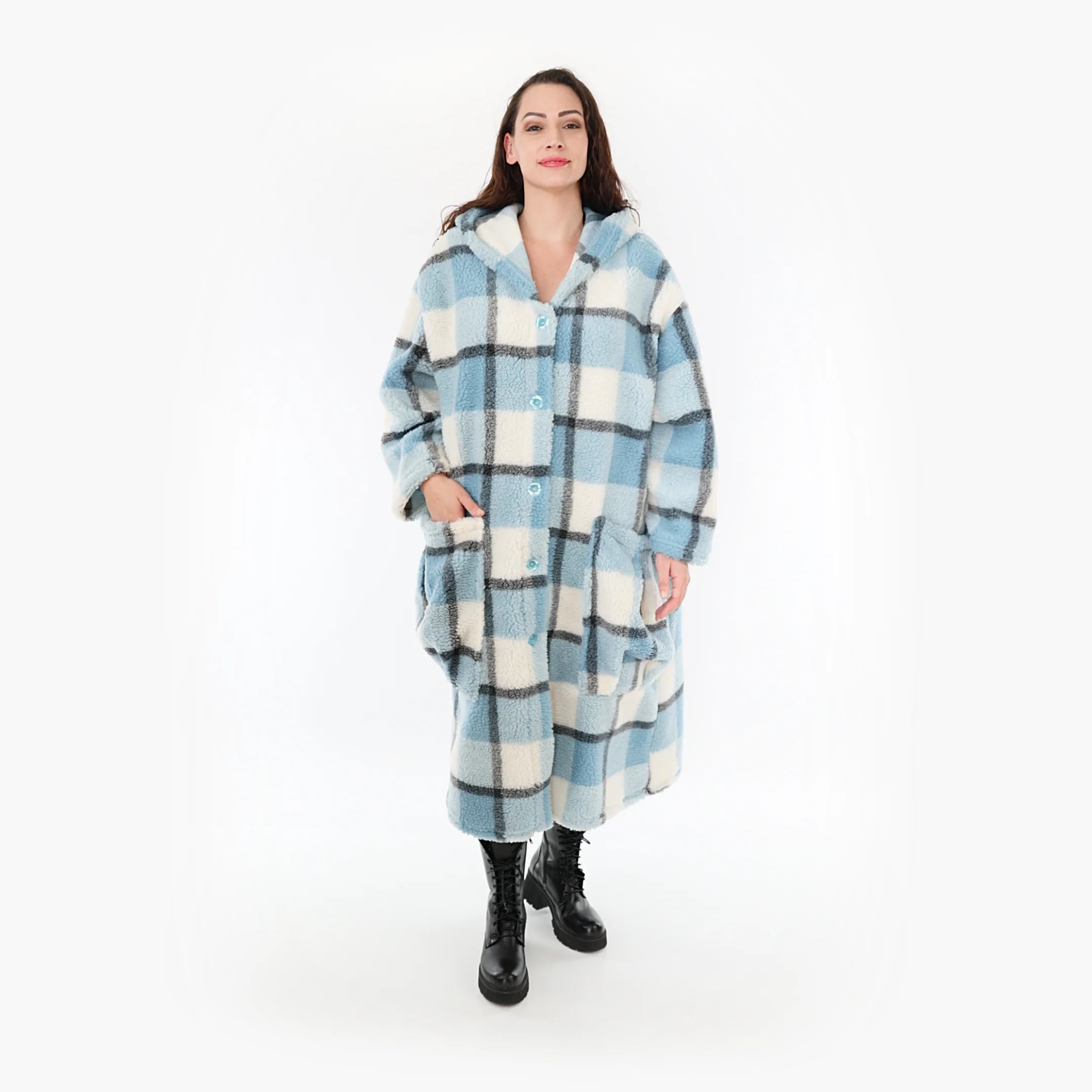  AKH Fashion Mantel in gerader Form, aus Materialmix, 1359.06979, Blau-Grau-Weiß, Schick