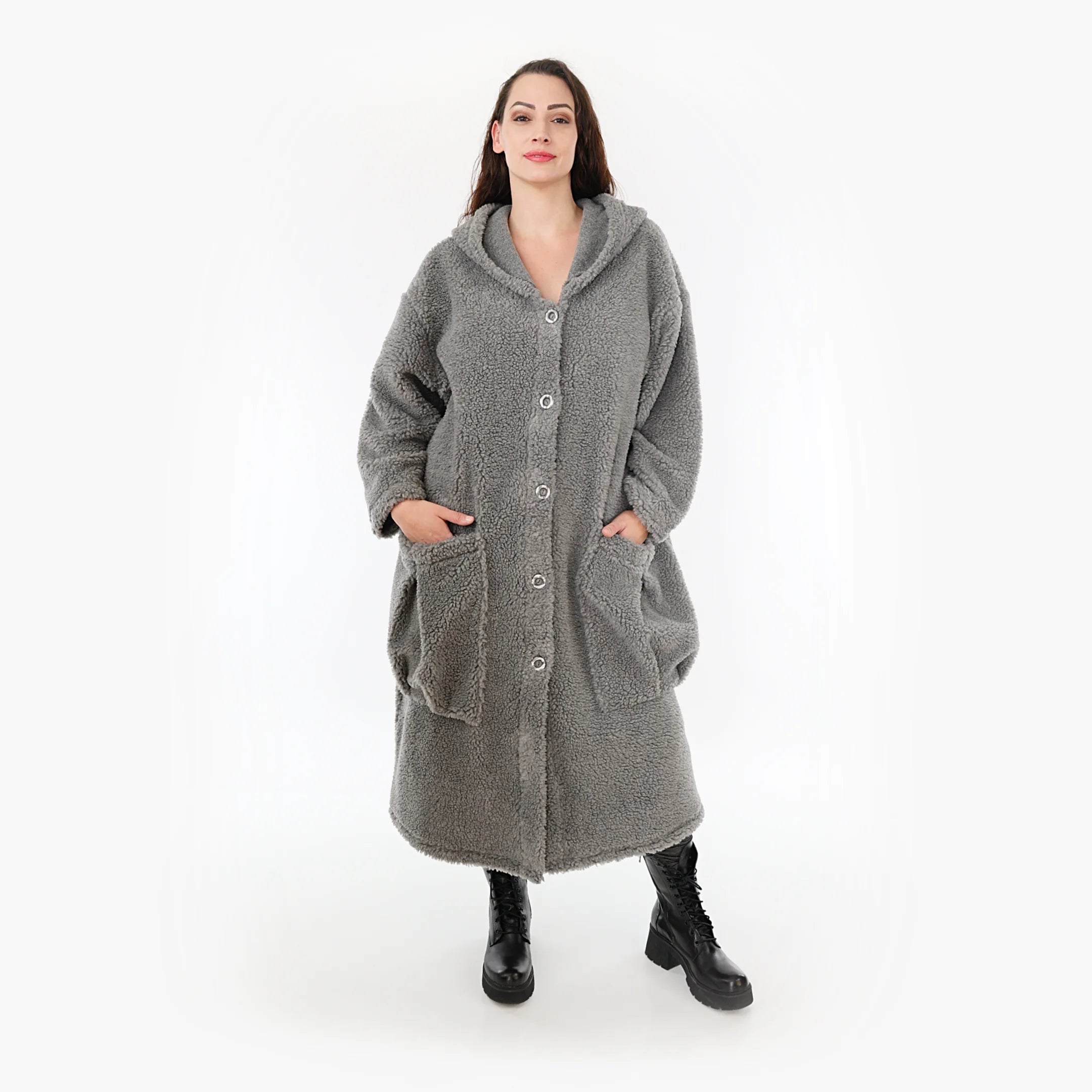  AKH Fashion Mantel in gerader Form, aus Materialmix, 1360.06979, Grau, Schick, Modern