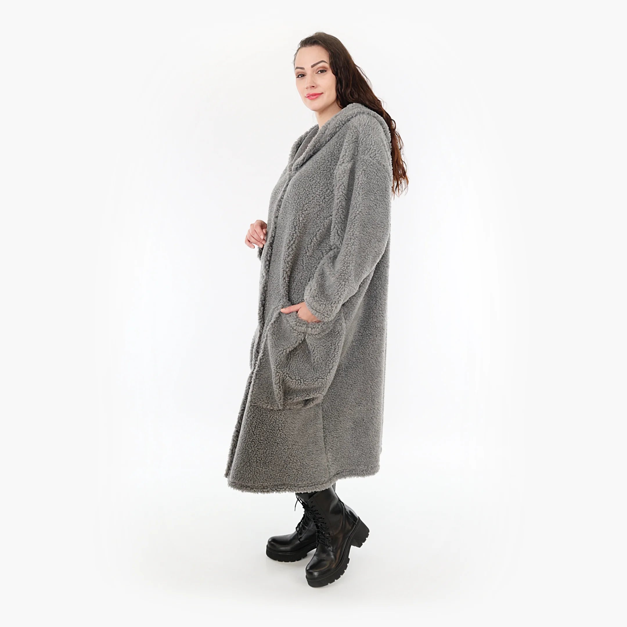  AKH Fashion Mantel in gerader Form, aus Materialmix, 1360.06979, Grau, Schick, Modern