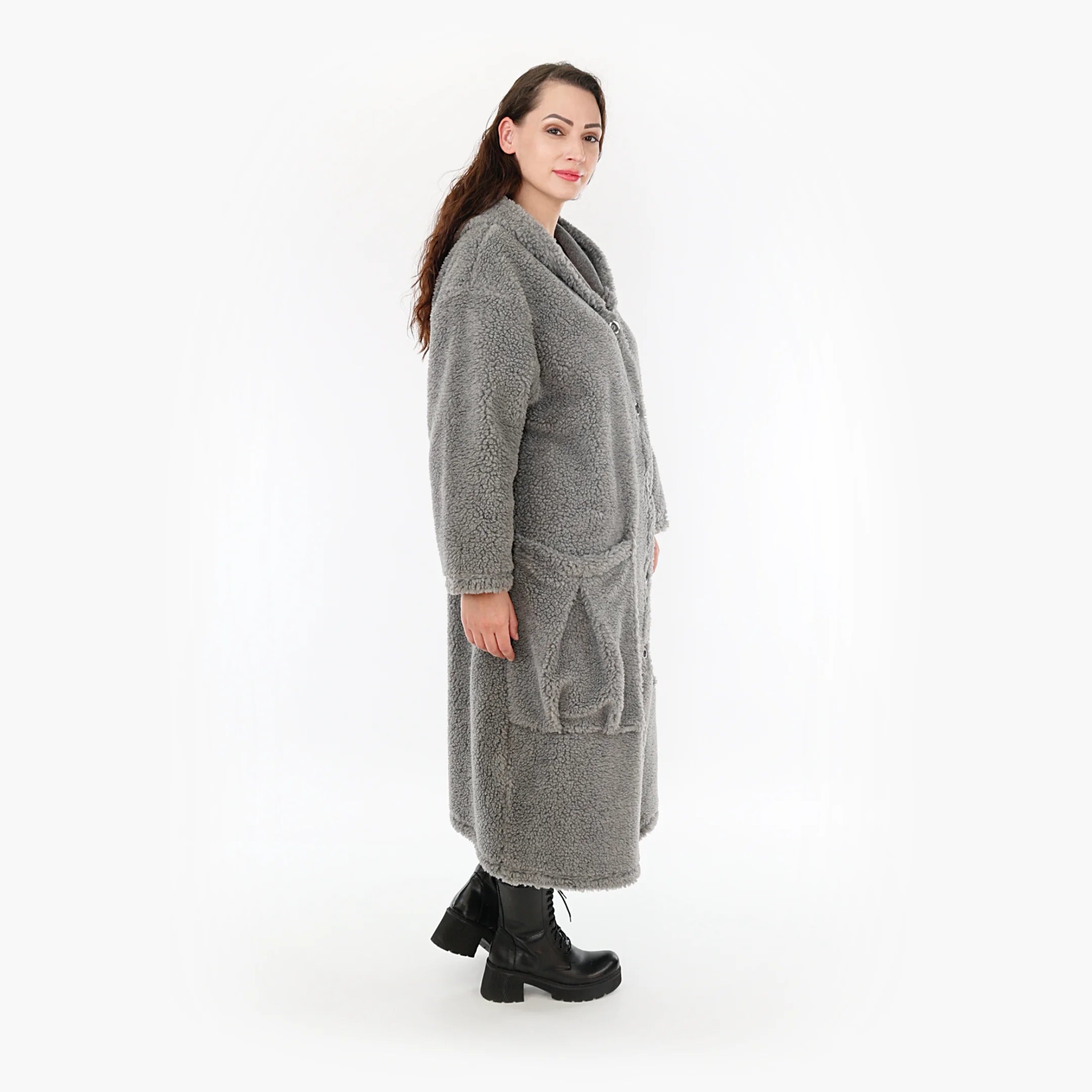  AKH Fashion Mantel in gerader Form, aus Materialmix, 1360.06979, Grau, Schick, Modern