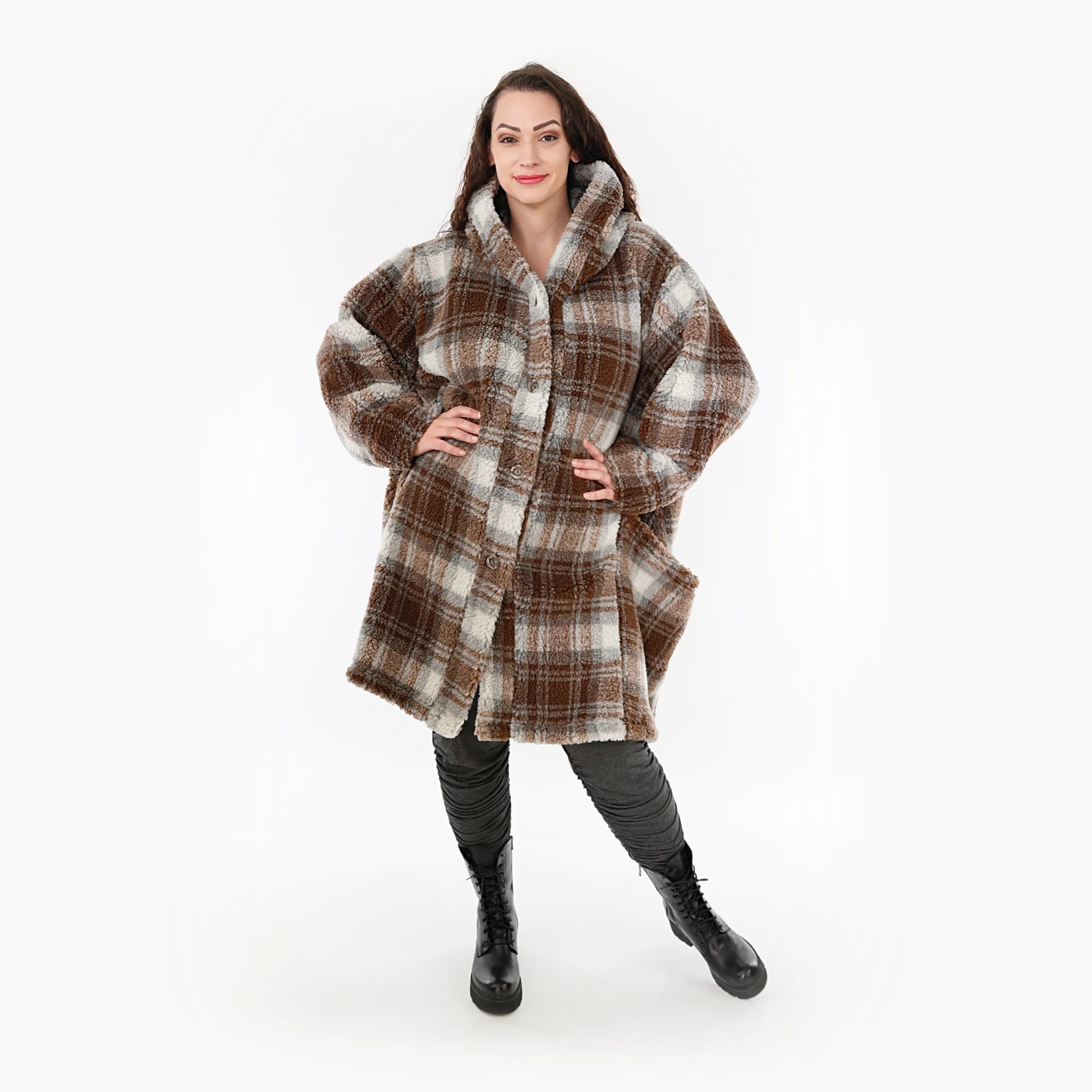  Ballonjacke von AKH Fashion aus Materialmix, 1358.06660, Braun-Weiß, Schick, Modern