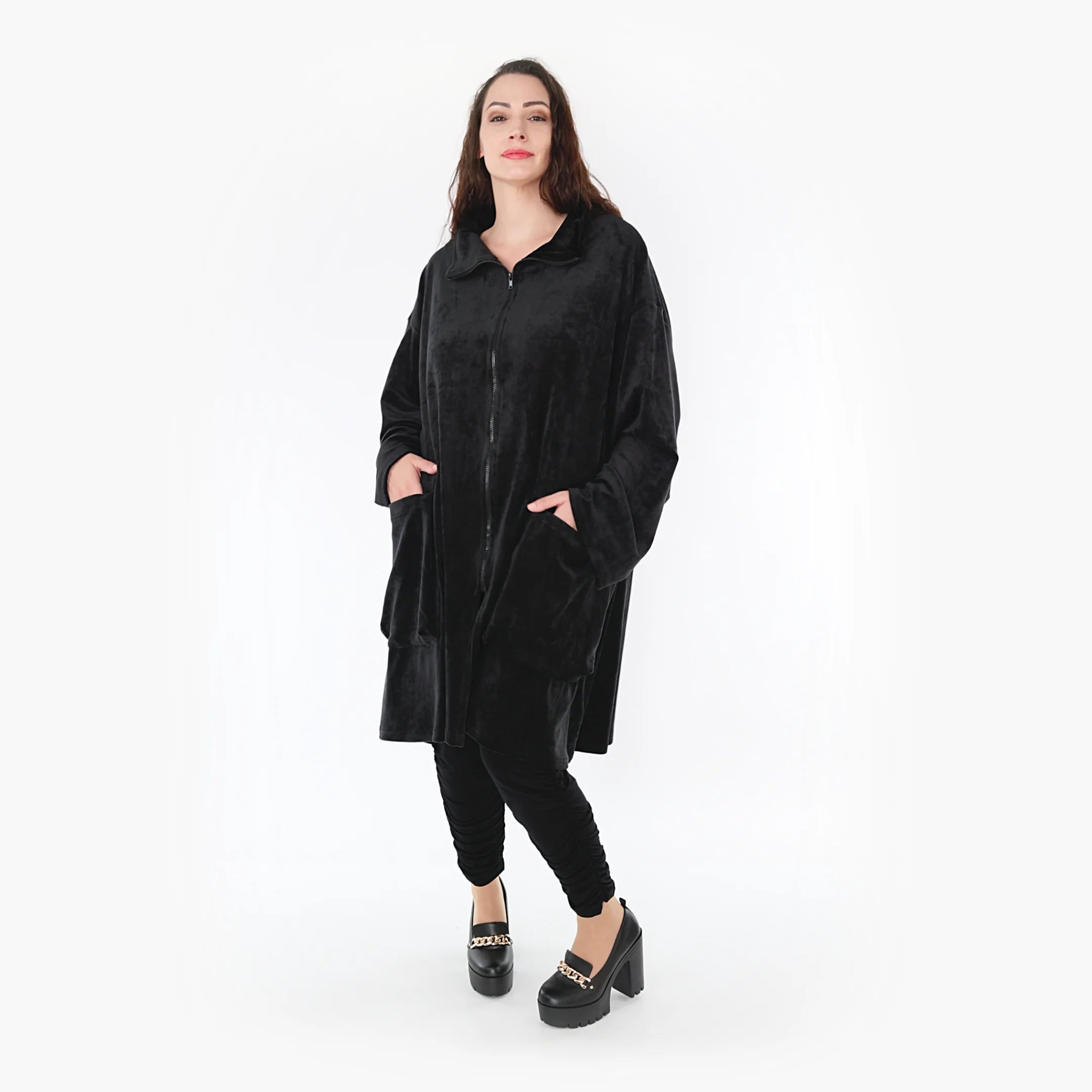  AKH Fashion Mantel in Vokuhila-Form, aus Polyester, 1368.02276, Schwarz, Schick, Modern